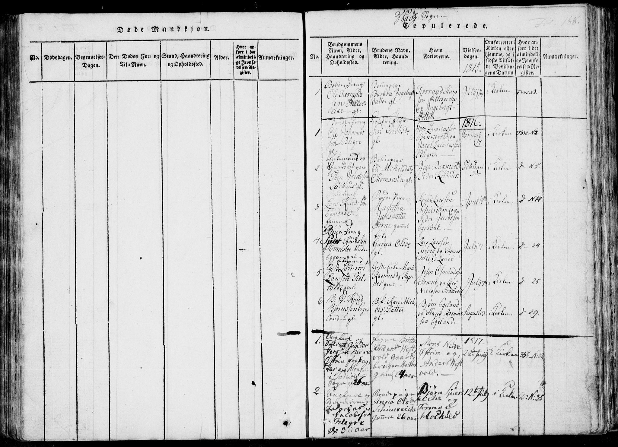 Skjold sokneprestkontor, SAST/A-101847/H/Ha/Haa/L0004: Parish register (official) no. A 4 /2, 1815-1830, p. 188