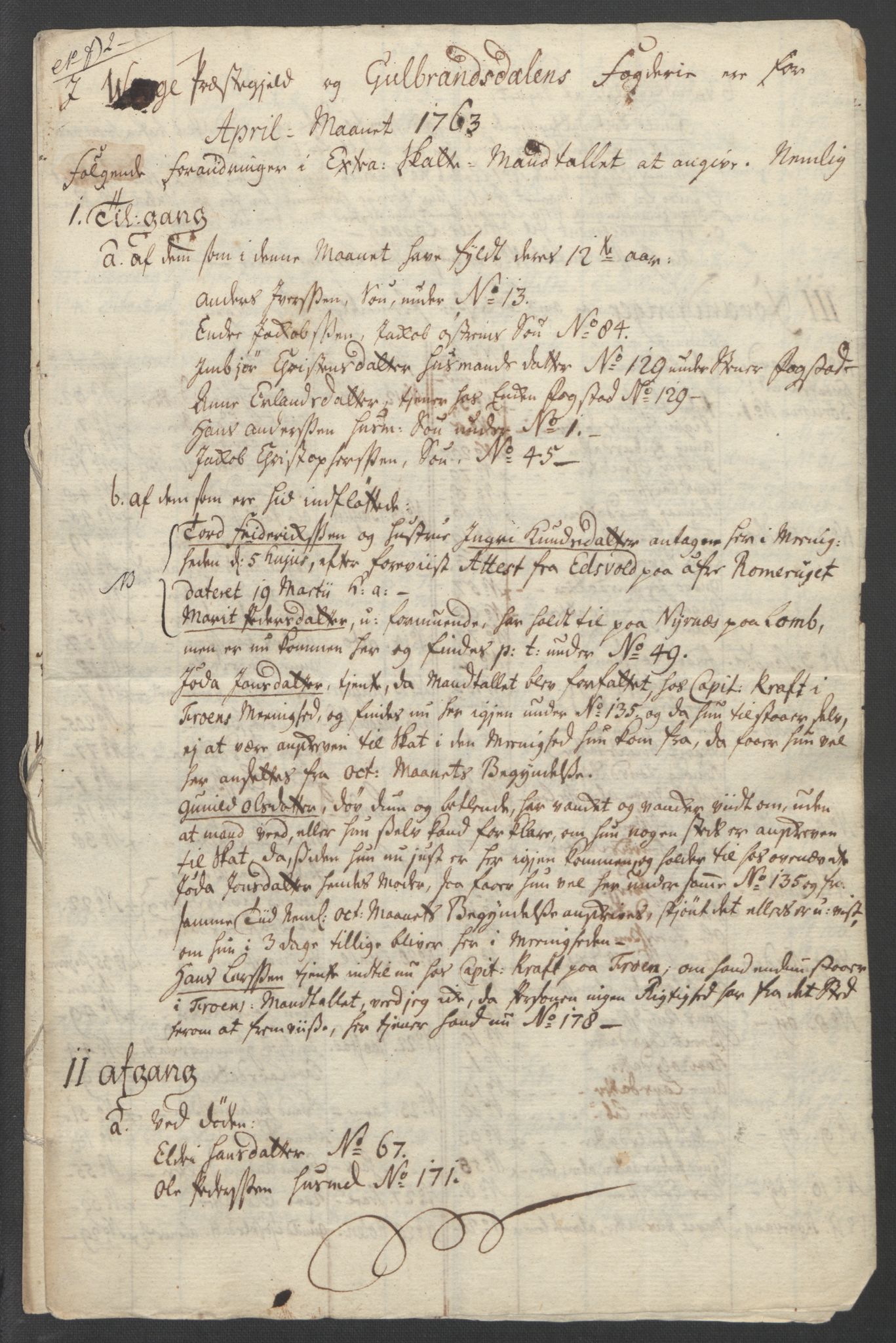 Rentekammeret inntil 1814, Reviderte regnskaper, Fogderegnskap, RA/EA-4092/R17/L1266: Ekstraskatten Gudbrandsdal, 1762-1766, p. 209