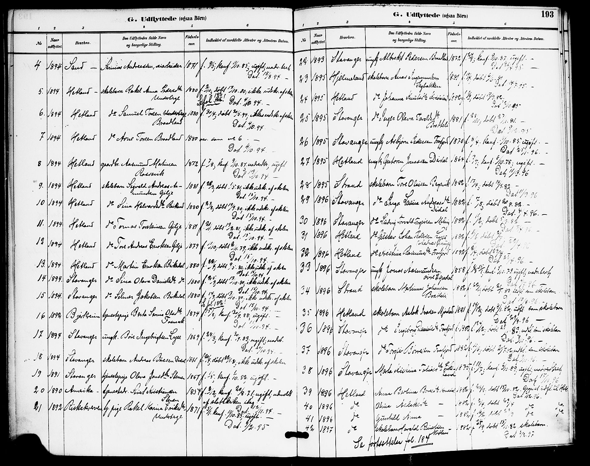 Høgsfjord sokneprestkontor, SAST/A-101624/H/Ha/Haa/L0006: Parish register (official) no. A 6, 1885-1897, p. 193