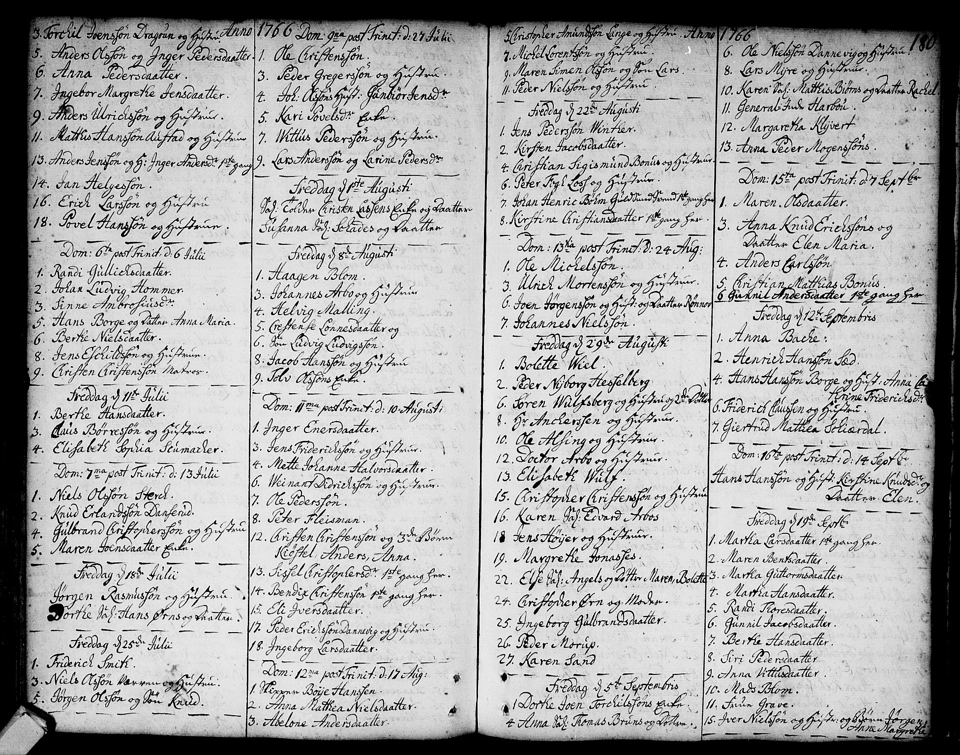 Strømsø kirkebøker, AV/SAKO-A-246/F/Fa/L0008: Parish register (official) no. I 8, 1748-1774, p. 180