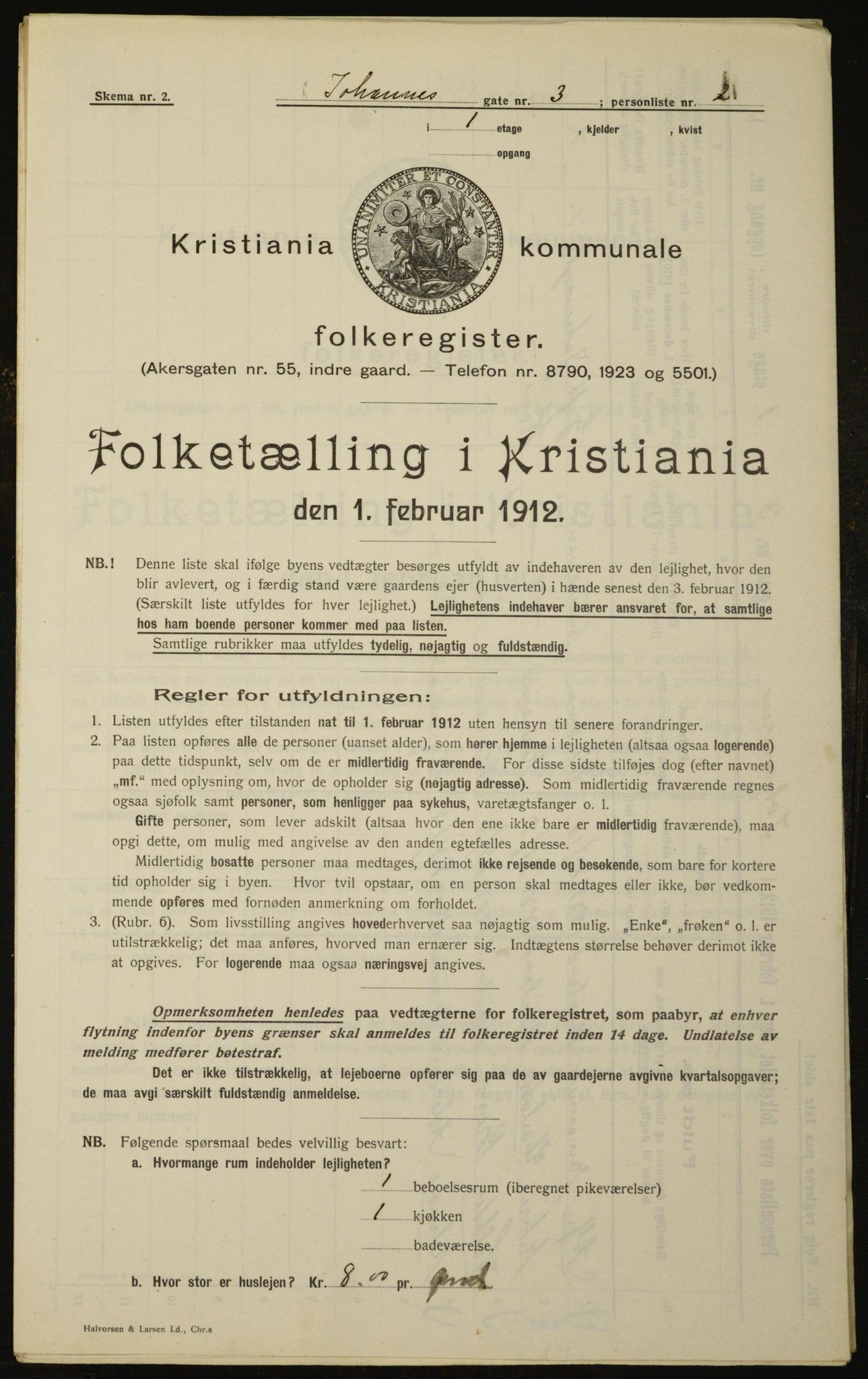 OBA, Municipal Census 1912 for Kristiania, 1912, p. 47492