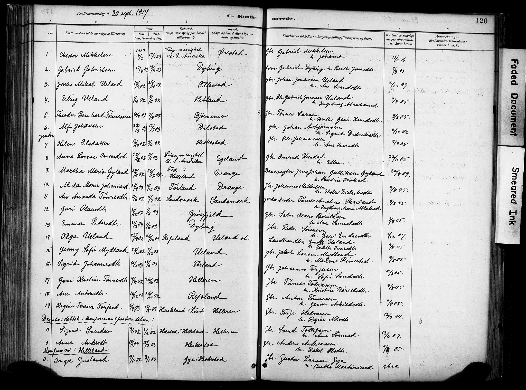 Lund sokneprestkontor, AV/SAST-A-101809/S06/L0012: Parish register (official) no. A 11, 1887-1921, p. 120