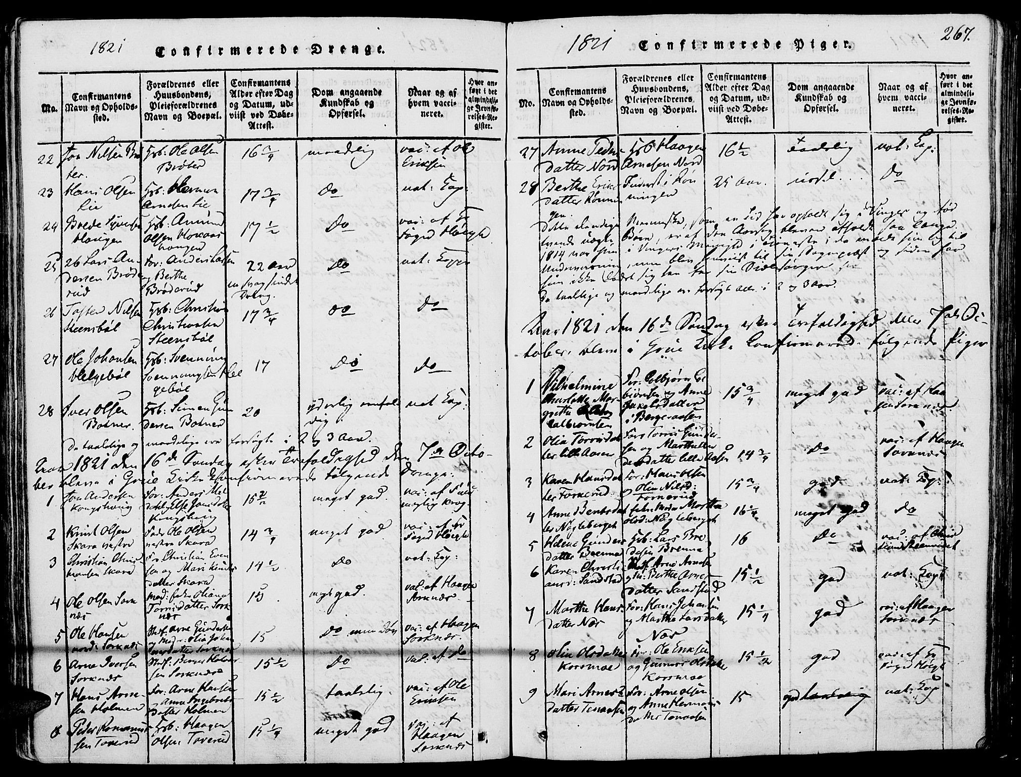 Grue prestekontor, AV/SAH-PREST-036/H/Ha/Haa/L0006: Parish register (official) no. 6, 1814-1830, p. 267