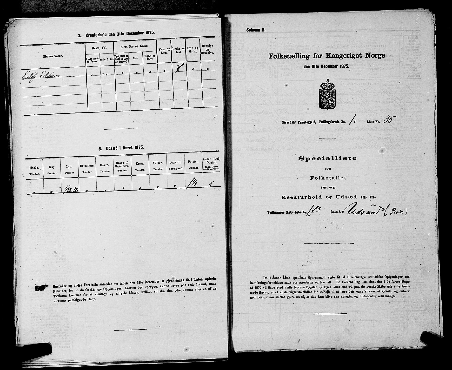 SAKO, 1875 census for 0830P Nissedal, 1875, p. 103