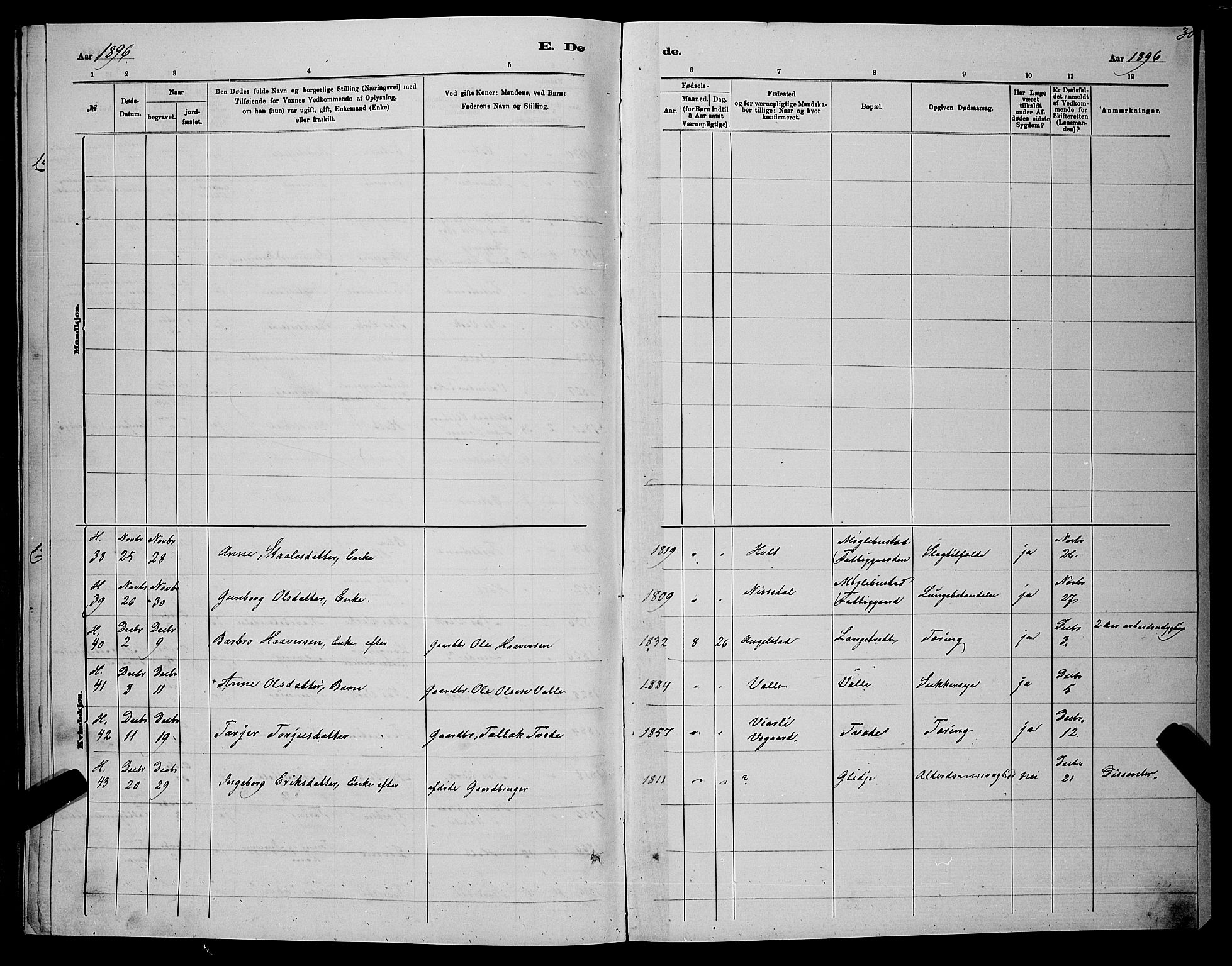 Holt sokneprestkontor, AV/SAK-1111-0021/F/Fb/L0010: Parish register (copy) no. B 10, 1883-1896, p. 305