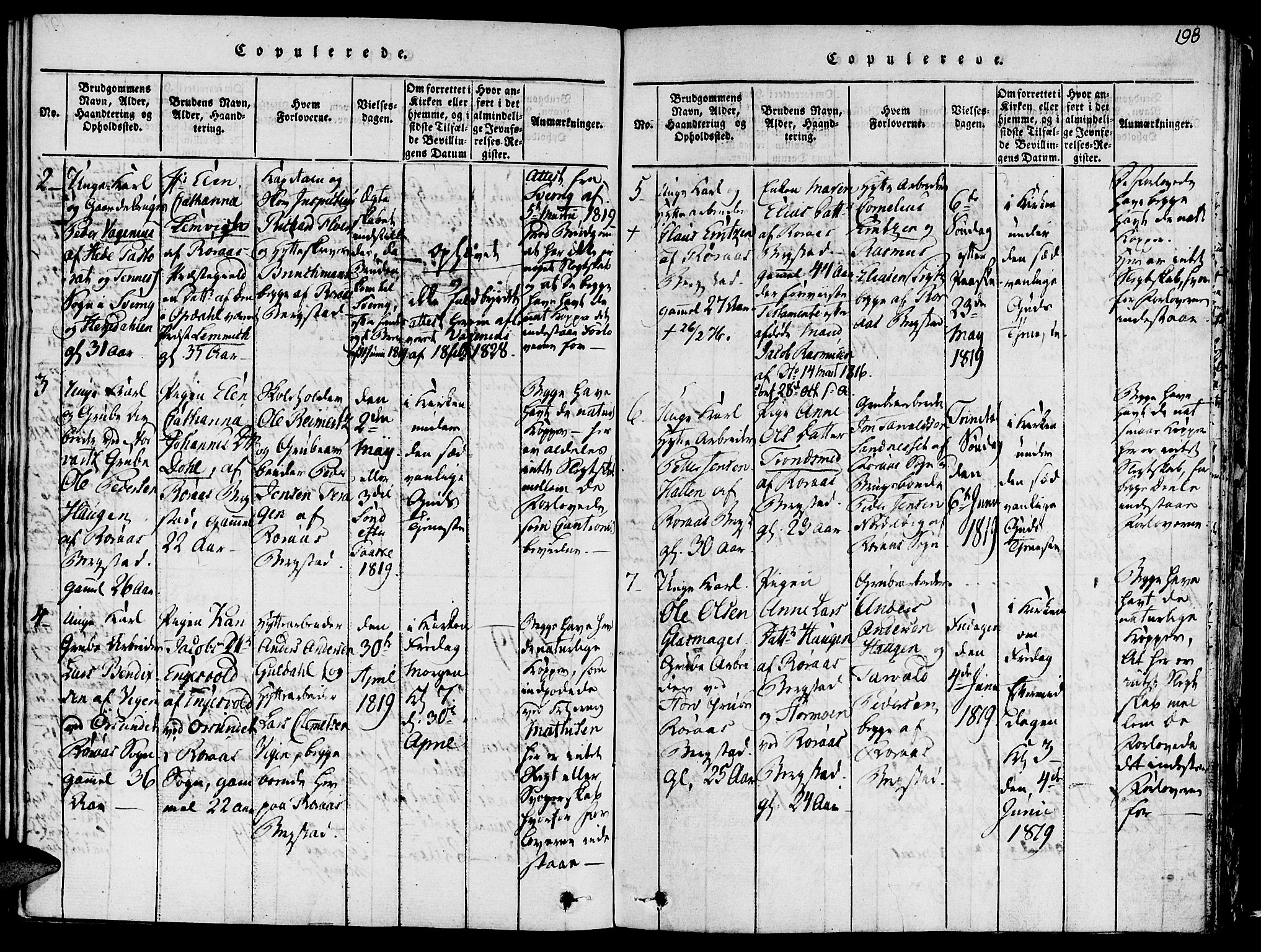 Ministerialprotokoller, klokkerbøker og fødselsregistre - Sør-Trøndelag, SAT/A-1456/681/L0929: Parish register (official) no. 681A07, 1817-1828, p. 198