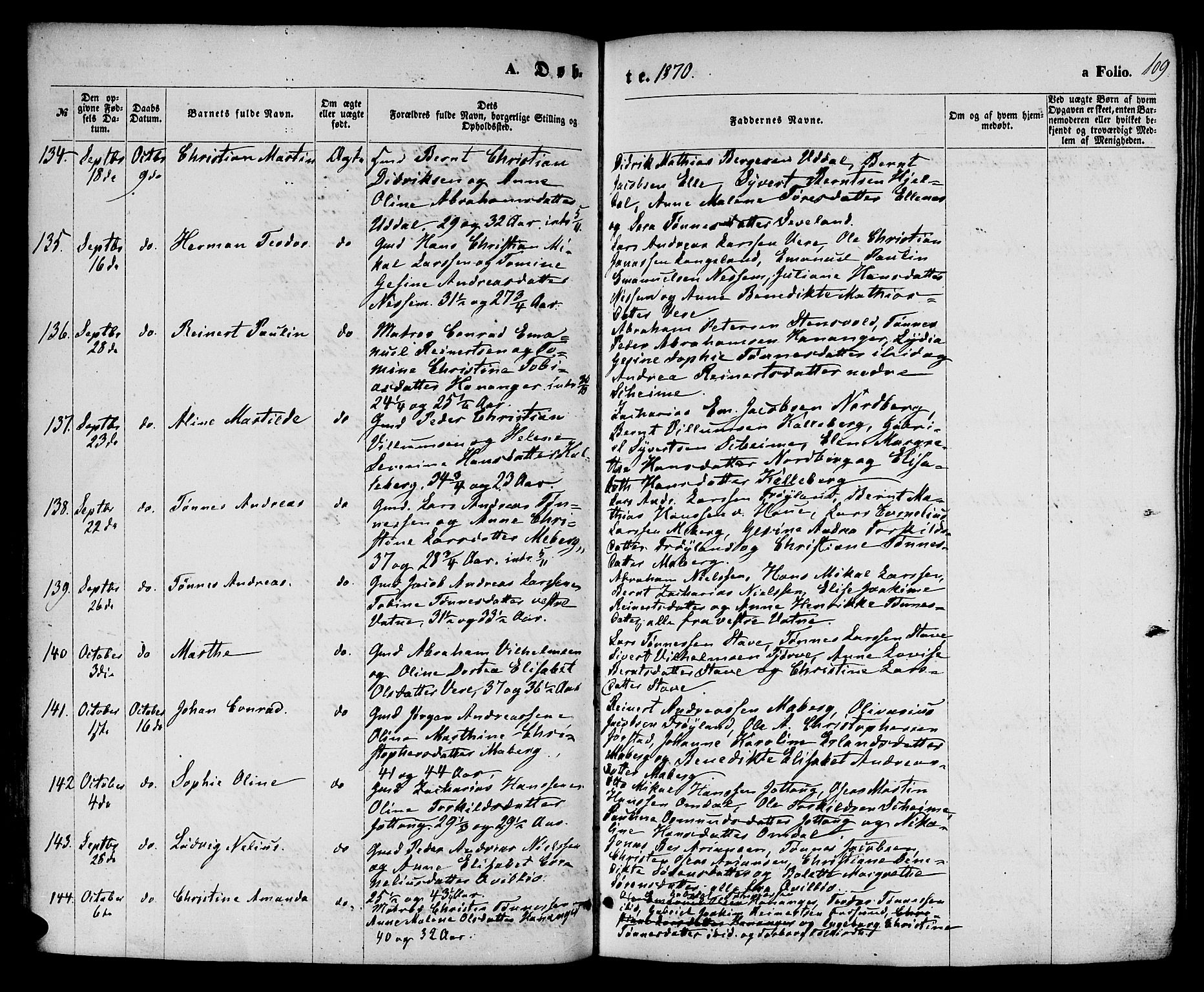 Lista sokneprestkontor, AV/SAK-1111-0027/F/Fb/L0003: Parish register (copy) no. B 3, 1862-1877, p. 109