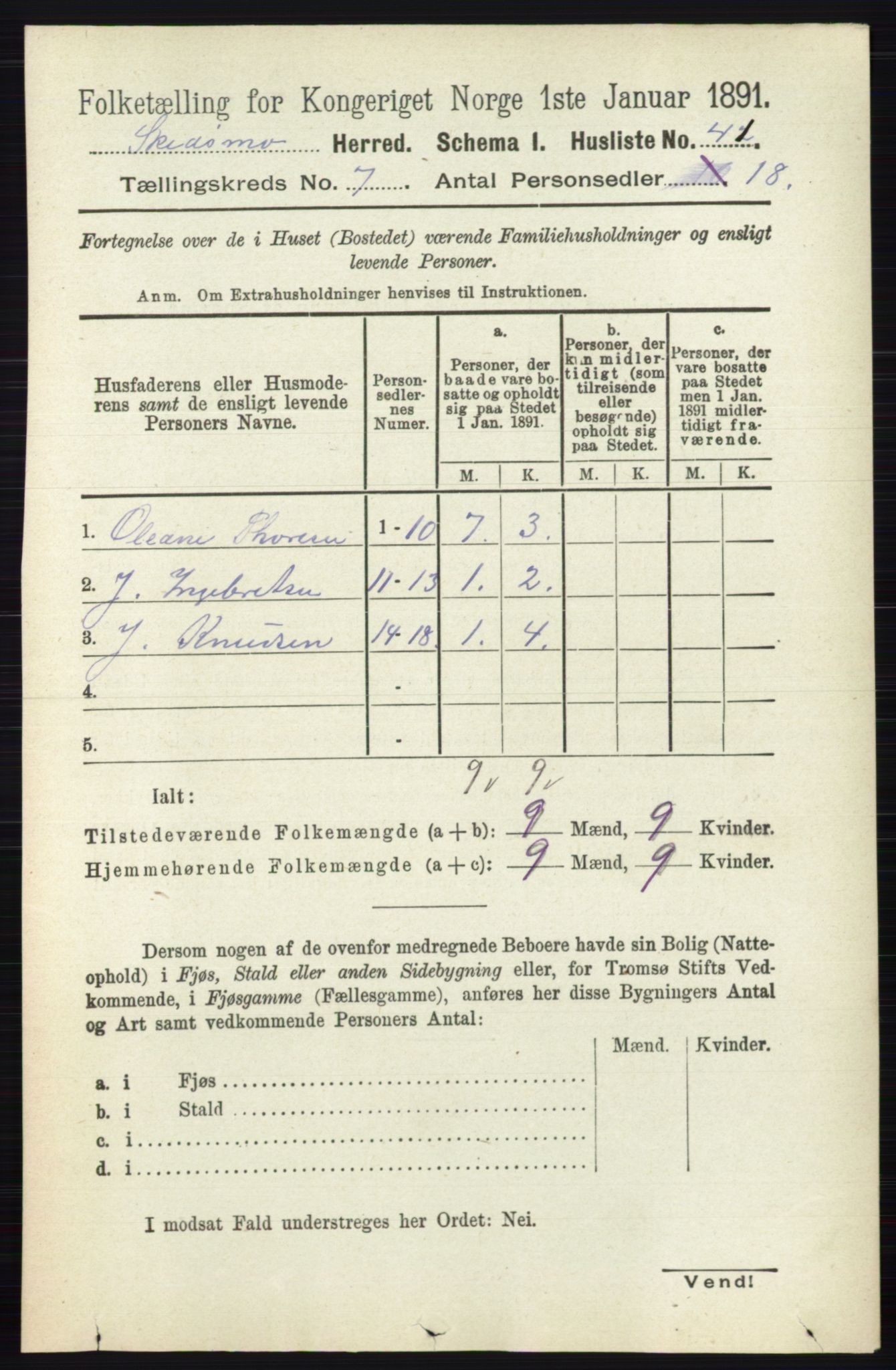 RA, 1891 census for 0231 Skedsmo, 1891, p. 3307