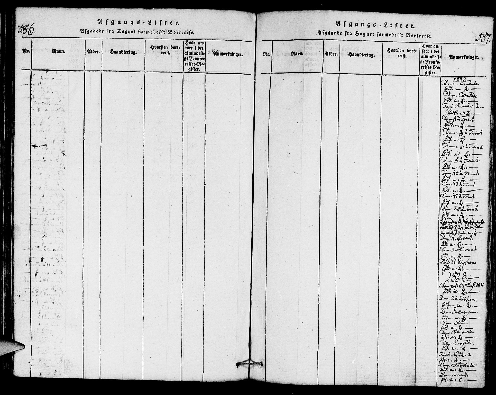 Torvastad sokneprestkontor, AV/SAST-A -101857/H/Ha/Haa/L0004: Parish register (official) no. A 4, 1817-1836, p. 586-587