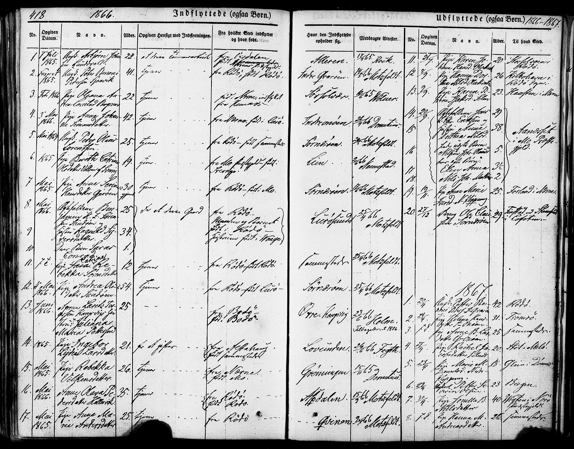 Ministerialprotokoller, klokkerbøker og fødselsregistre - Nordland, SAT/A-1459/839/L0567: Parish register (official) no. 839A04, 1863-1879, p. 418