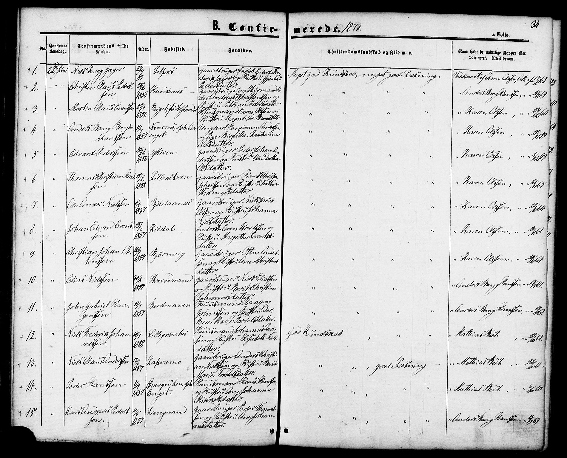 Ministerialprotokoller, klokkerbøker og fødselsregistre - Nordland, SAT/A-1459/827/L0394: Parish register (official) no. 827A06, 1865-1886, p. 34