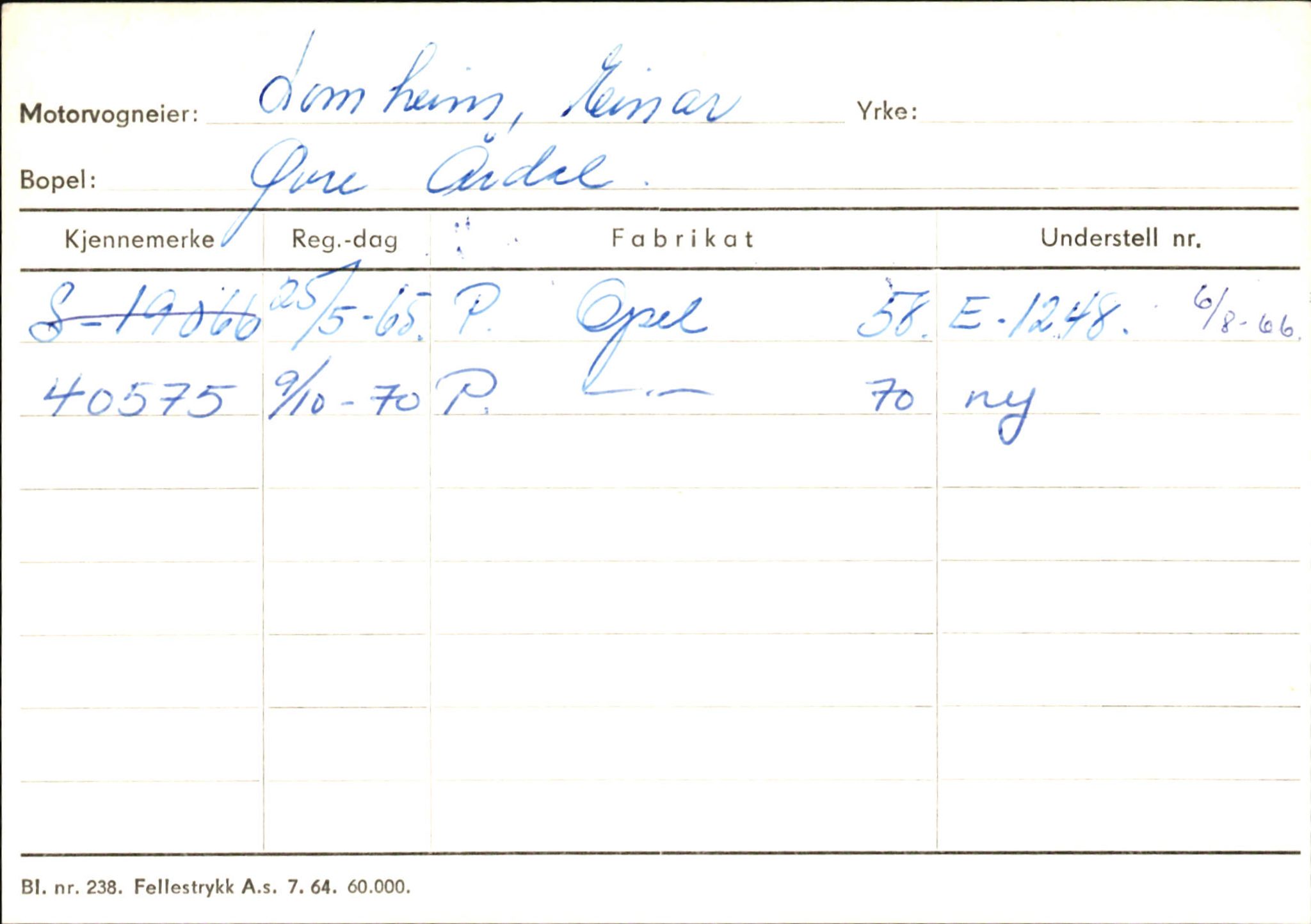 Statens vegvesen, Sogn og Fjordane vegkontor, AV/SAB-A-5301/4/F/L0145: Registerkort Vågsøy S-Å. Årdal I-P, 1945-1975, p. 1477