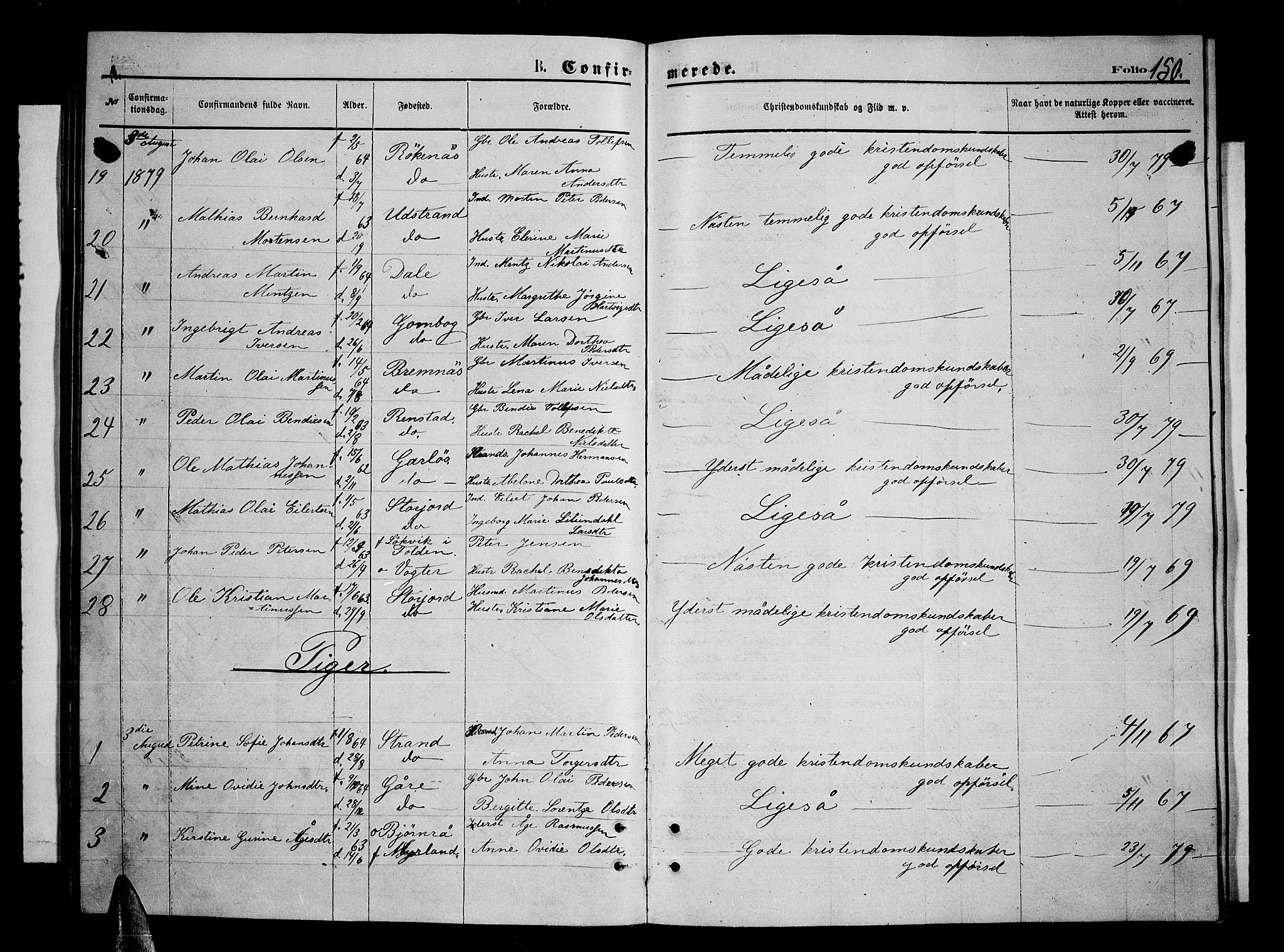 Kvæfjord sokneprestkontor, SATØ/S-1323/G/Ga/Gab/L0004klokker: Parish register (copy) no. 4, 1870-1886, p. 150