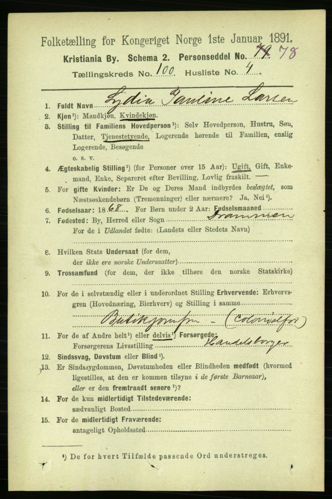 RA, 1891 census for 0301 Kristiania, 1891, p. 49316