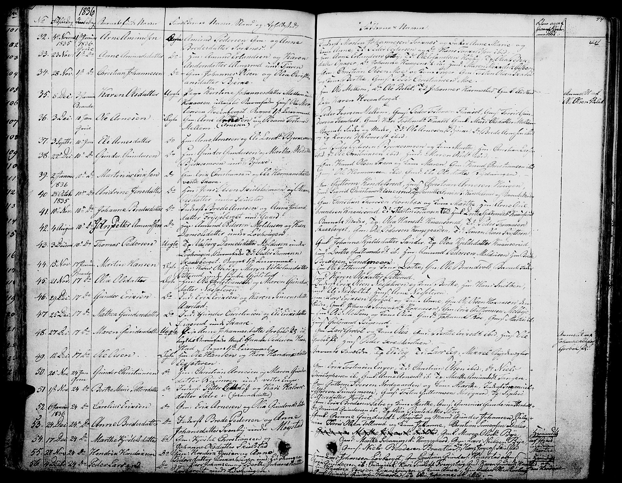 Grue prestekontor, SAH/PREST-036/H/Ha/Haa/L0007: Parish register (official) no. 7, 1830-1847, p. 44