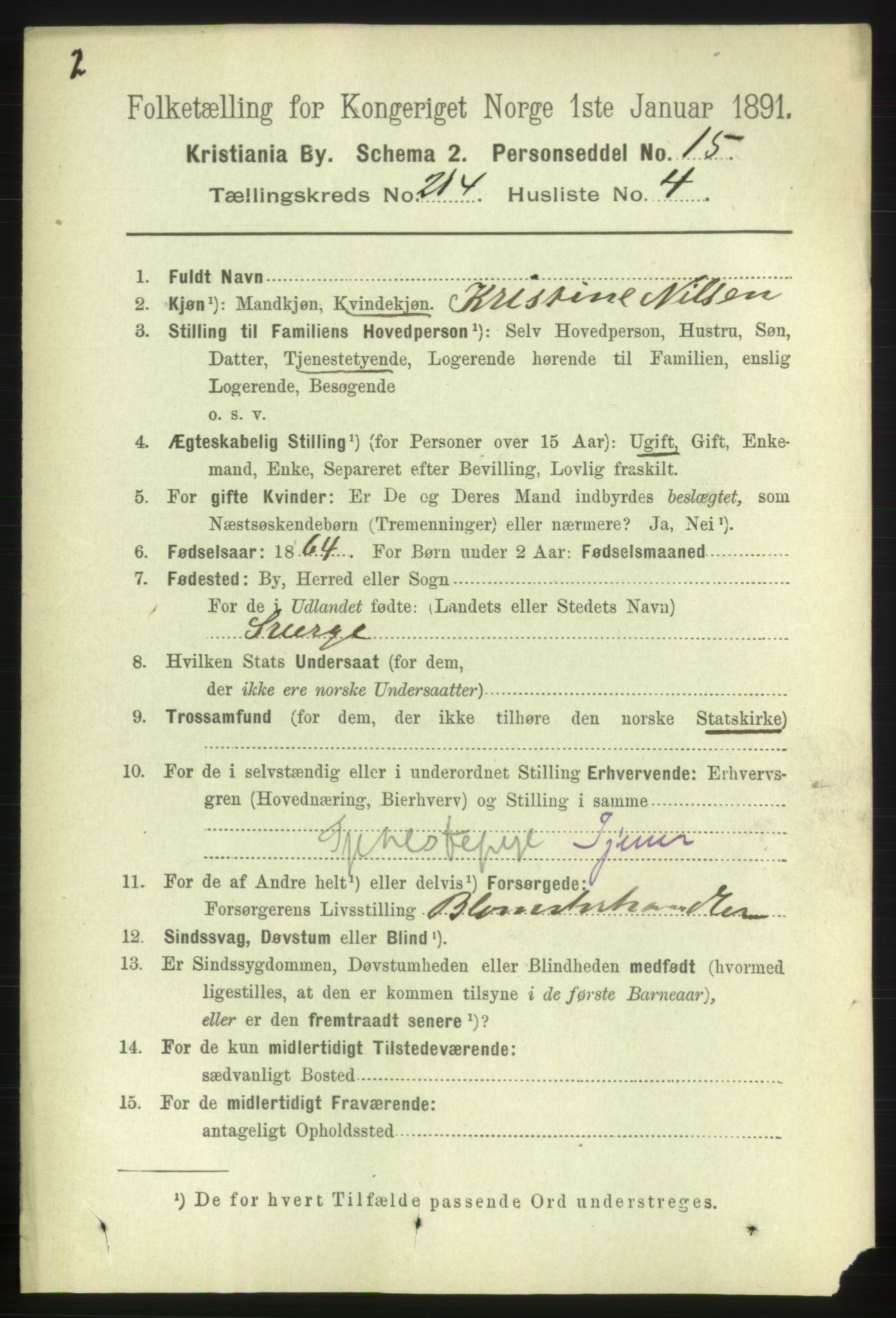 RA, 1891 census for 0301 Kristiania, 1891, p. 127413