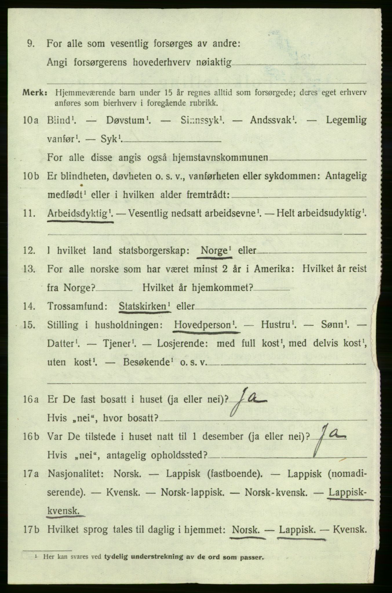 SATØ, 1920 census for Kistrand, 1920, p. 1839