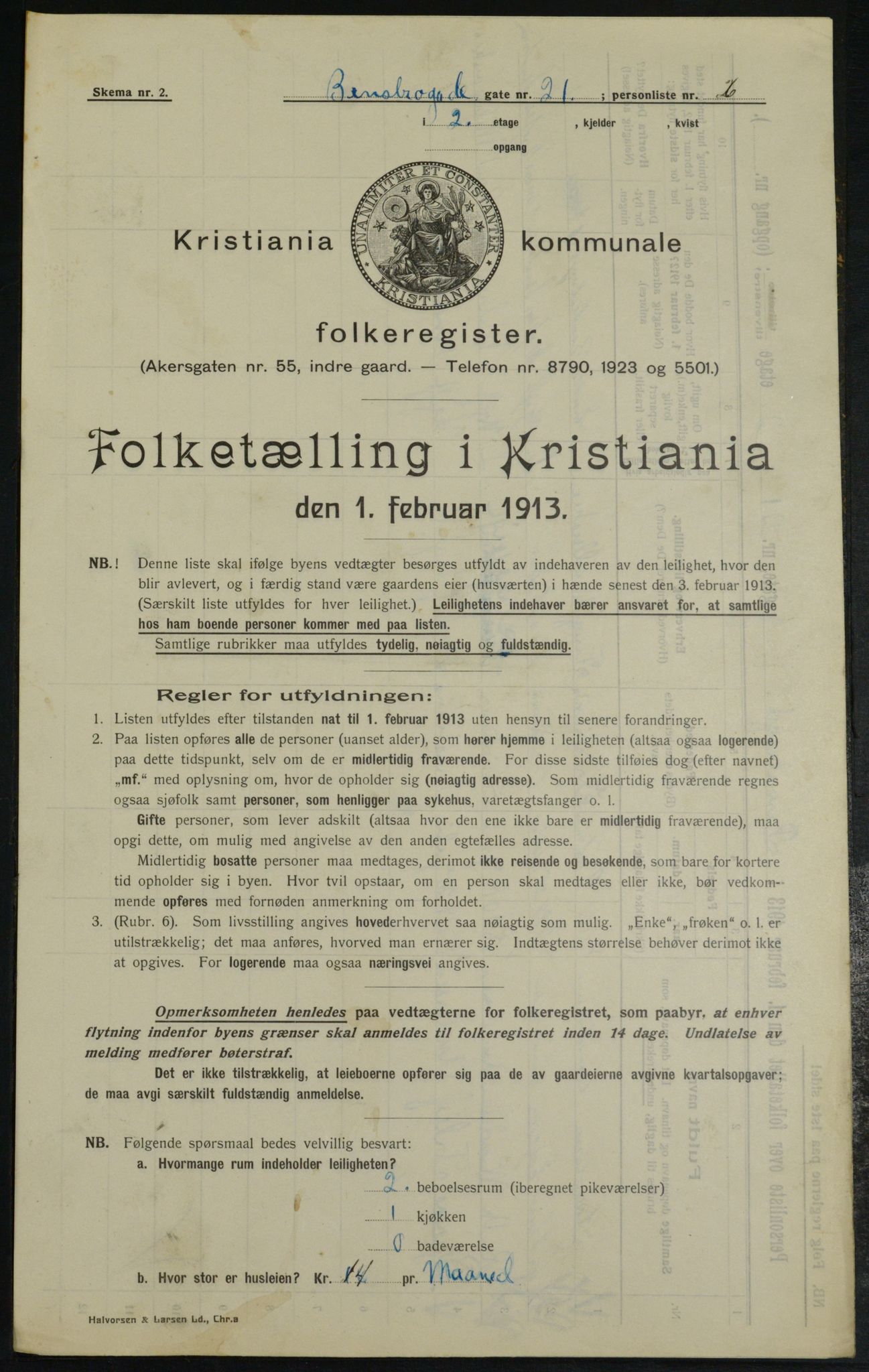 OBA, Municipal Census 1913 for Kristiania, 1913, p. 3341