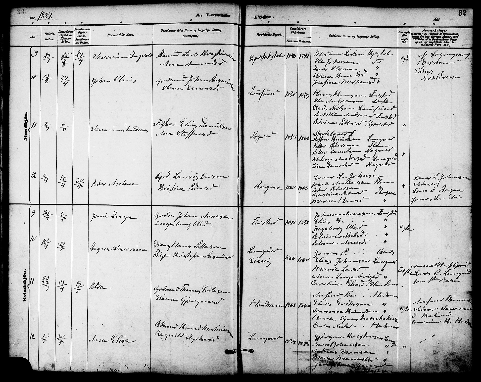 Ministerialprotokoller, klokkerbøker og fødselsregistre - Møre og Romsdal, SAT/A-1454/536/L0501: Parish register (official) no. 536A10, 1884-1896, p. 32