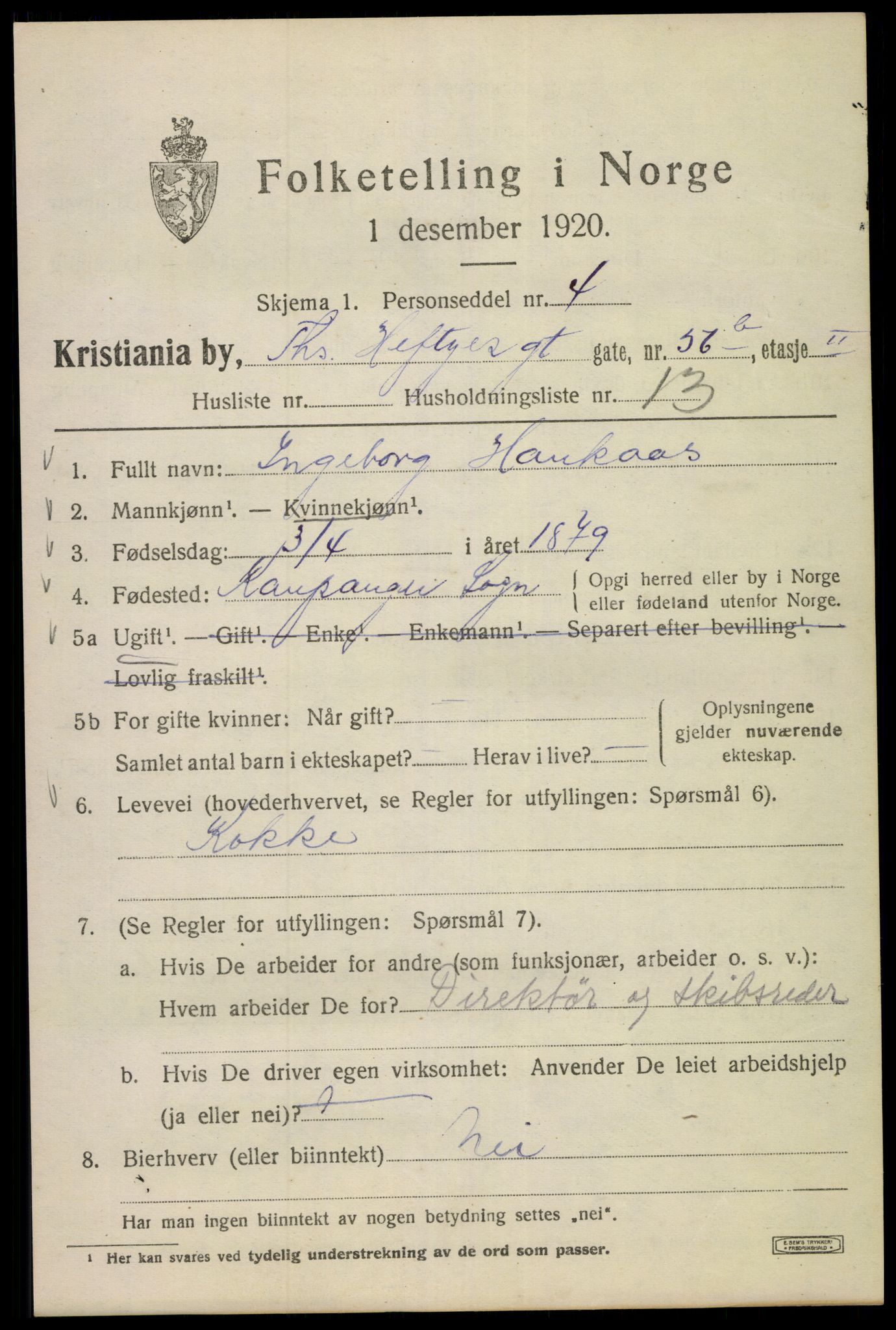 SAO, 1920 census for Kristiania, 1920, p. 572847