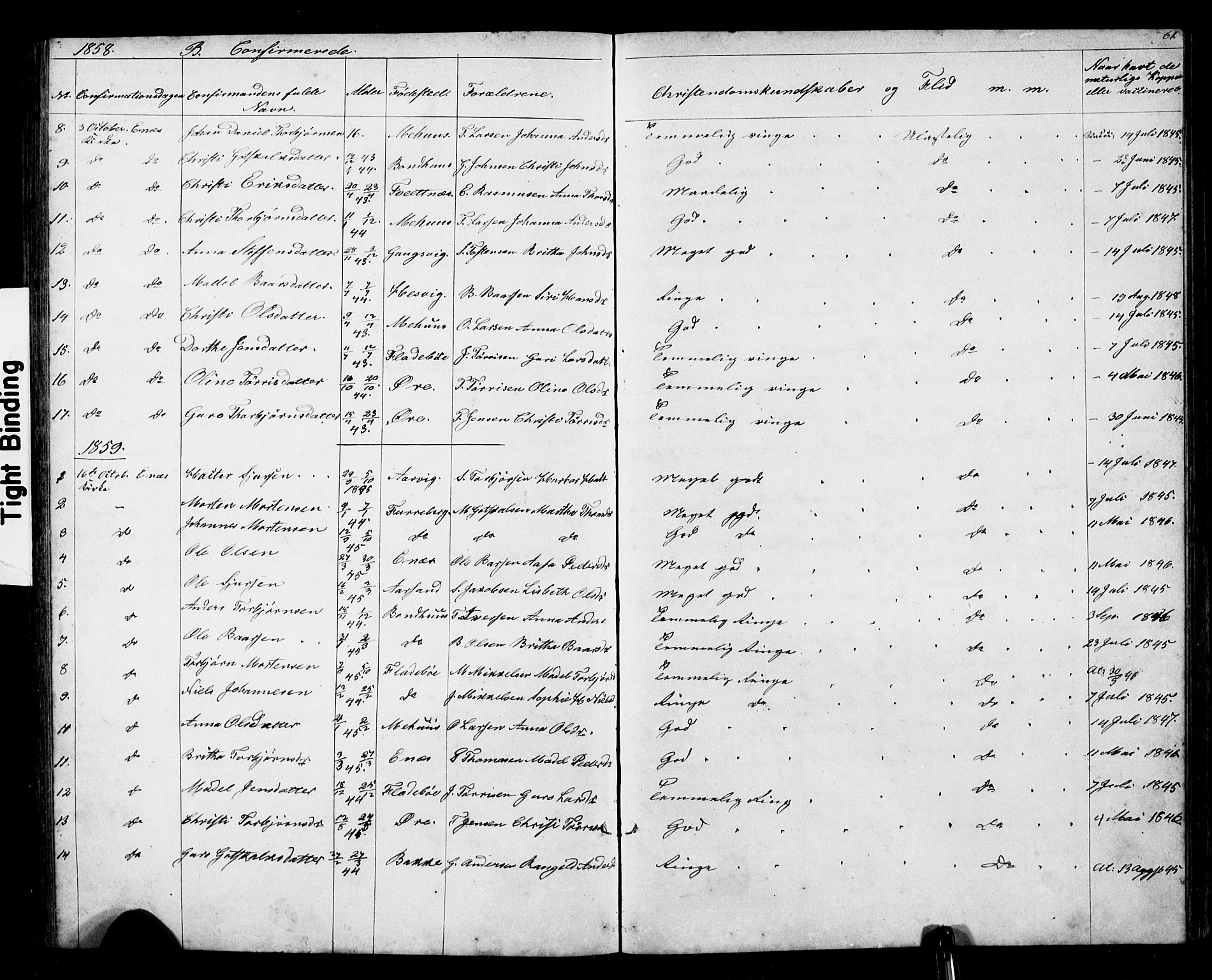 Kvinnherad sokneprestembete, SAB/A-76401/H/Hab: Parish register (copy) no. D 1, 1856-1905, p. 61