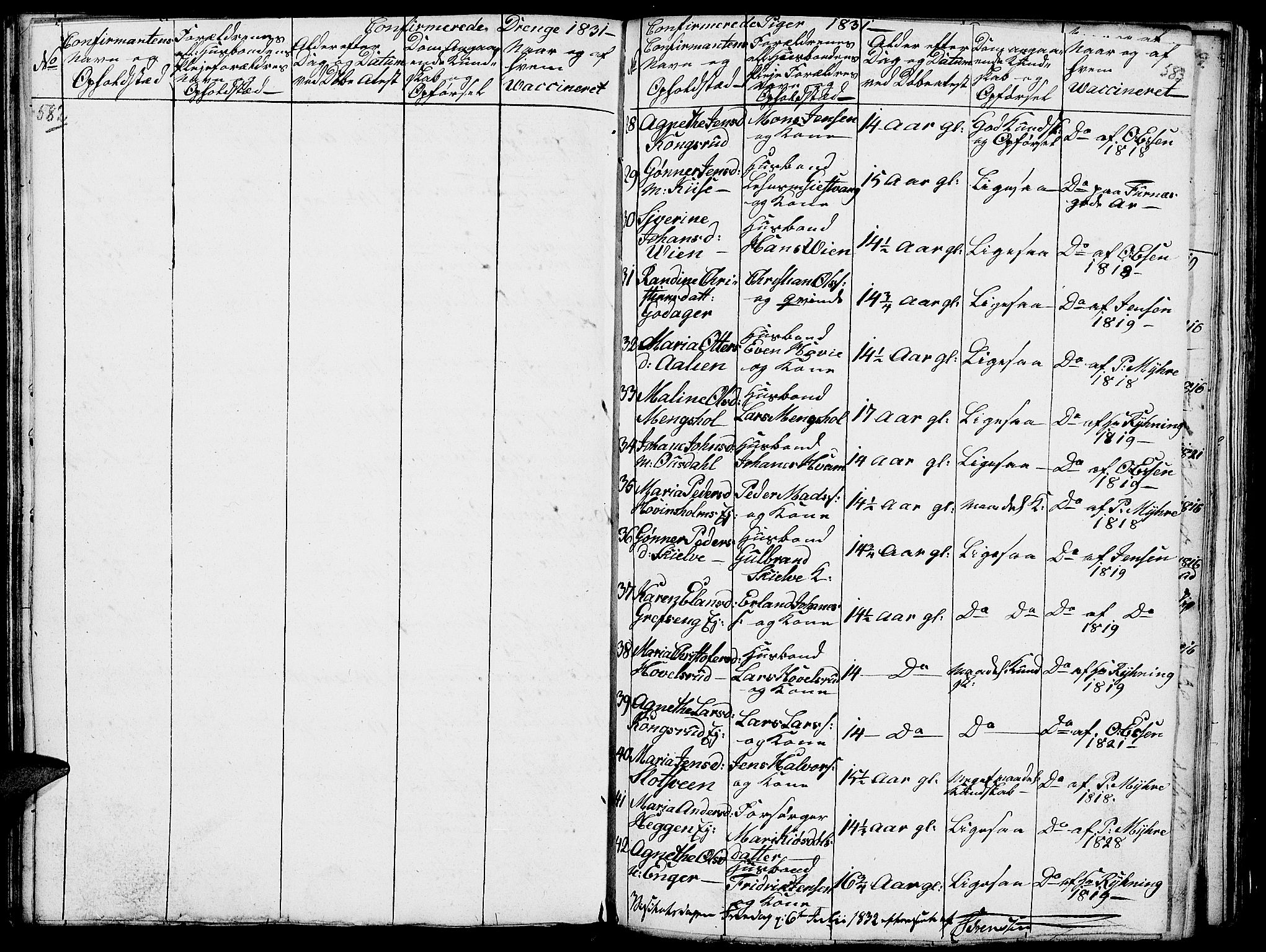 Nes prestekontor, Hedmark, AV/SAH-PREST-020/L/La/L0003: Parish register (copy) no. 3, 1814-1831, p. 582-583