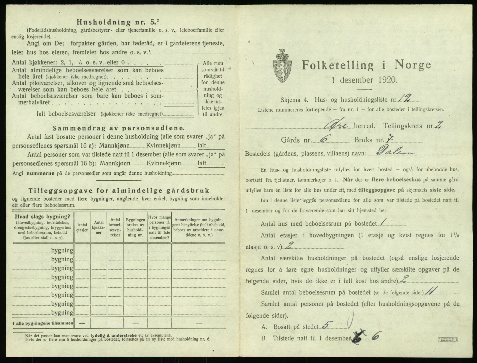 SAT, 1920 census for Øre, 1920, p. 195