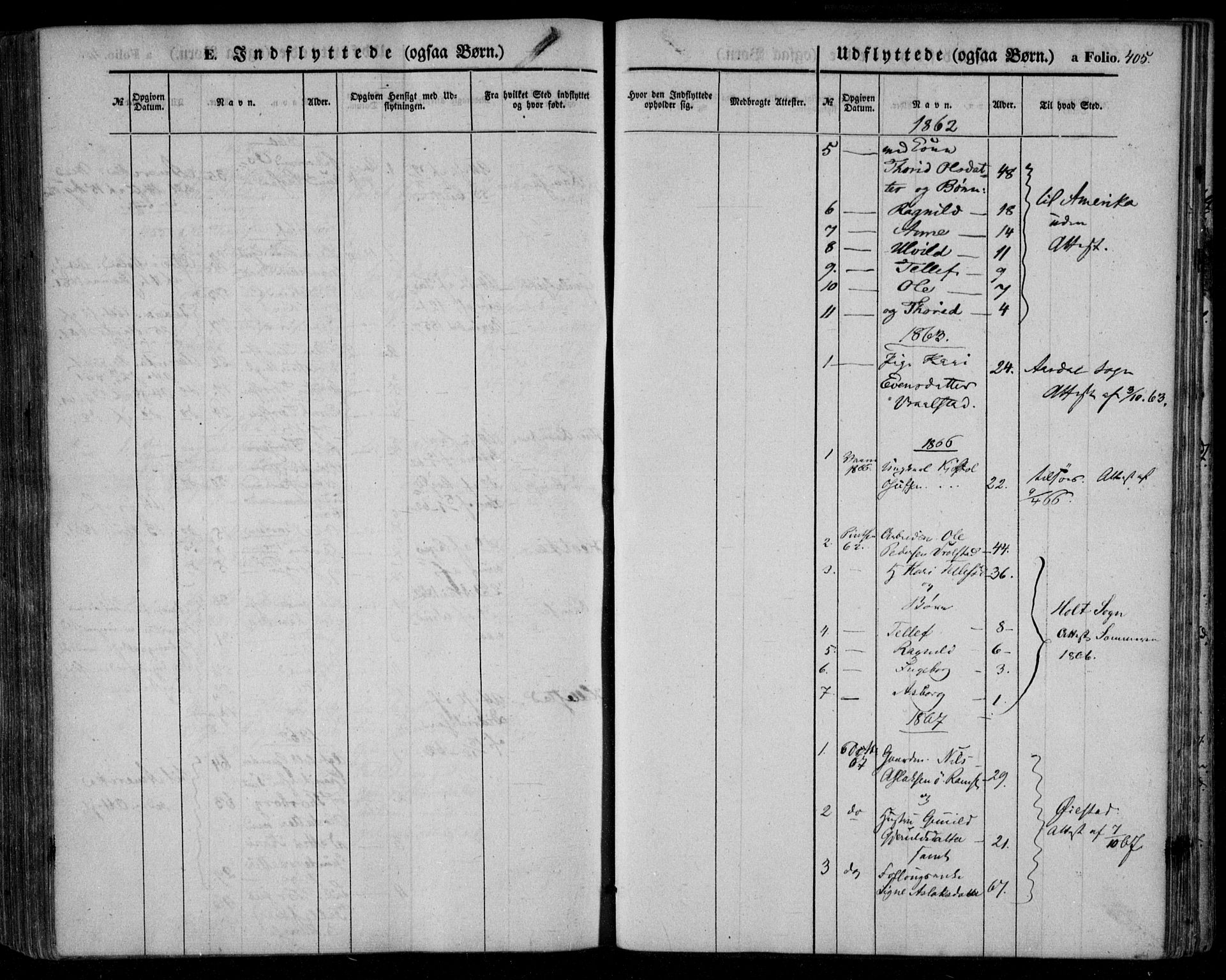 Åmli sokneprestkontor, AV/SAK-1111-0050/F/Fa/Fac/L0008: Parish register (official) no. A 8, 1852-1869, p. 405