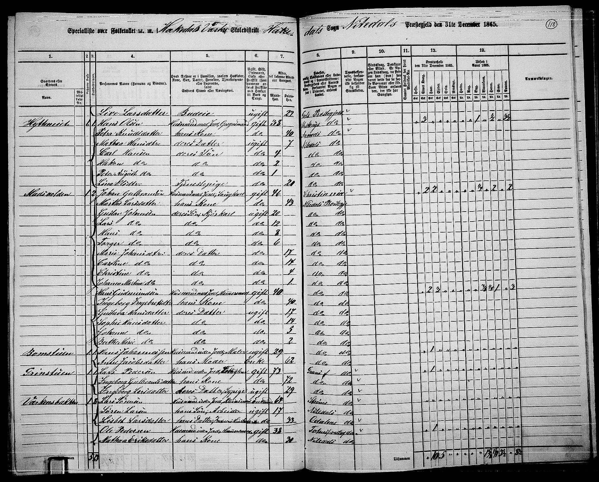 RA, 1865 census for Nittedal, 1865, p. 99