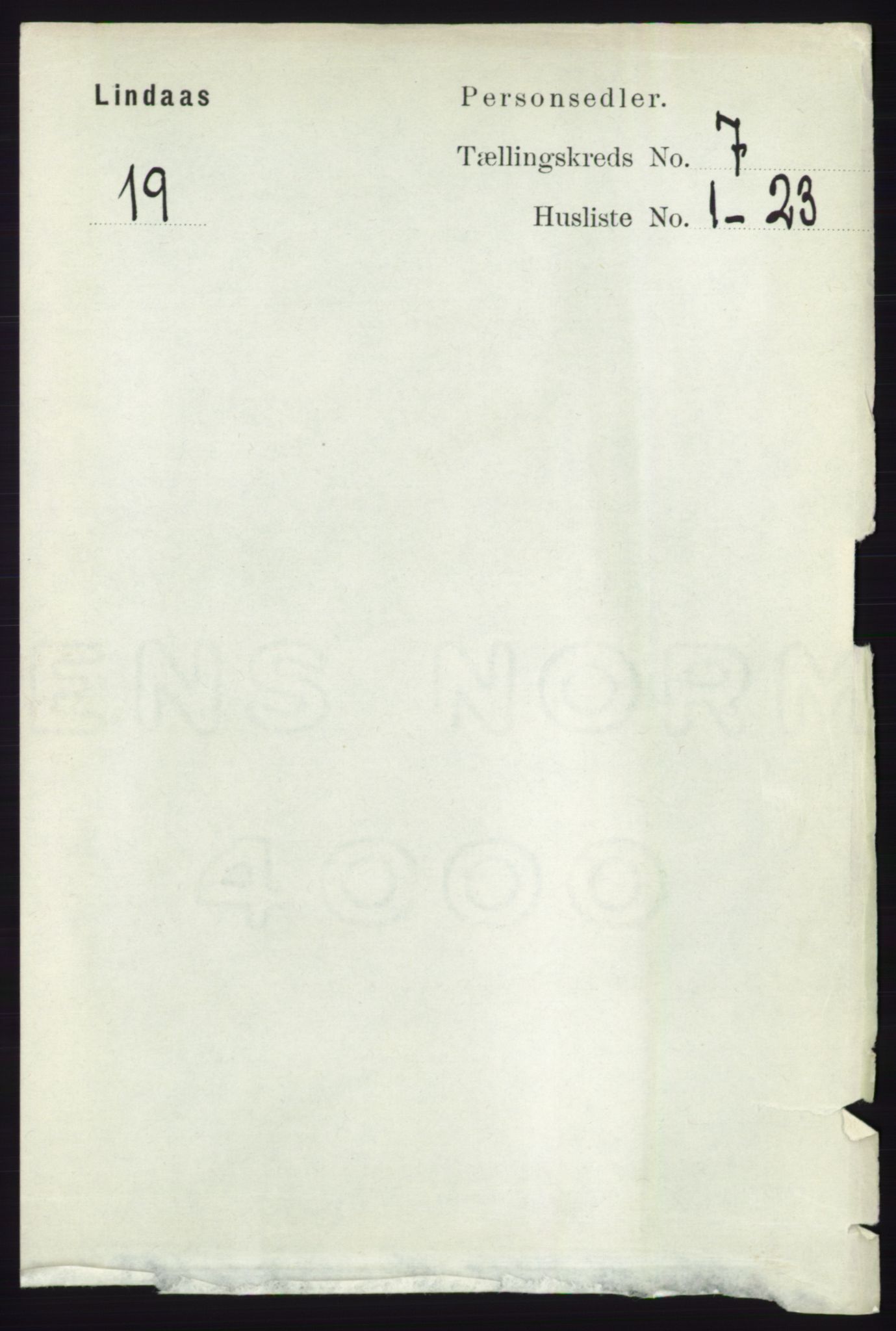 RA, 1891 census for 1263 Lindås, 1891, p. 2076