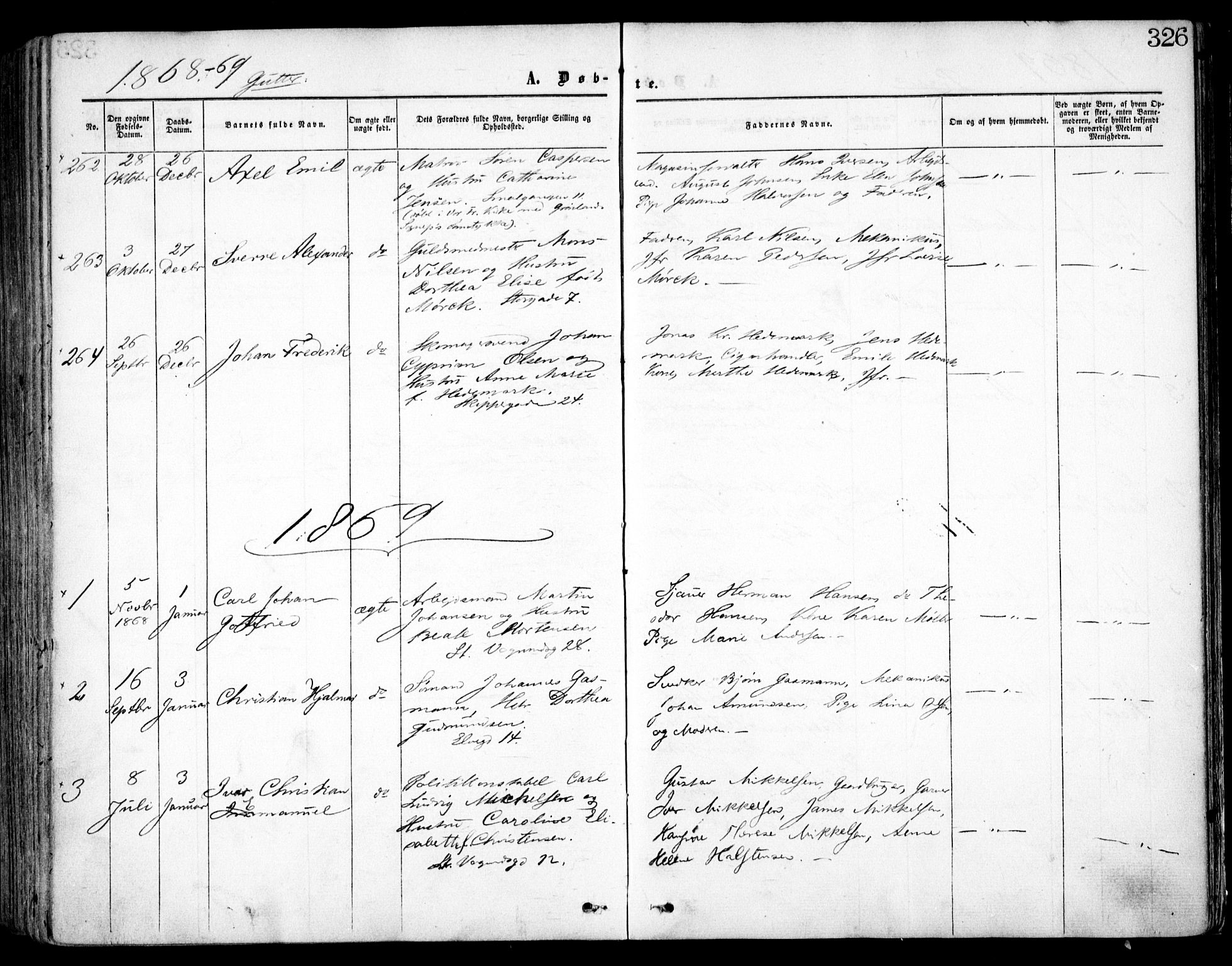 Oslo domkirke Kirkebøker, SAO/A-10752/F/Fa/L0016: Parish register (official) no. 16, 1863-1871, p. 326