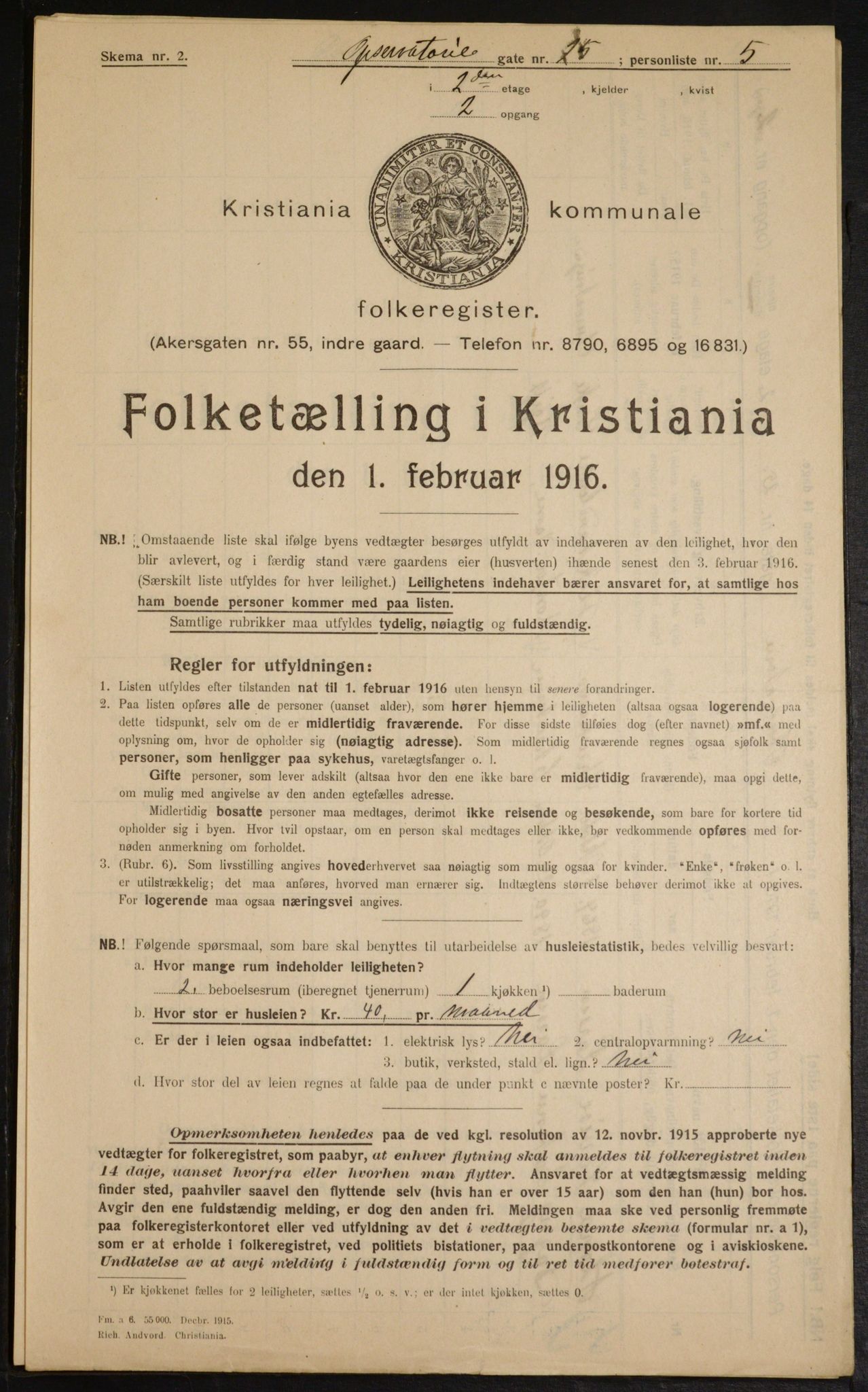 OBA, Municipal Census 1916 for Kristiania, 1916, p. 76139