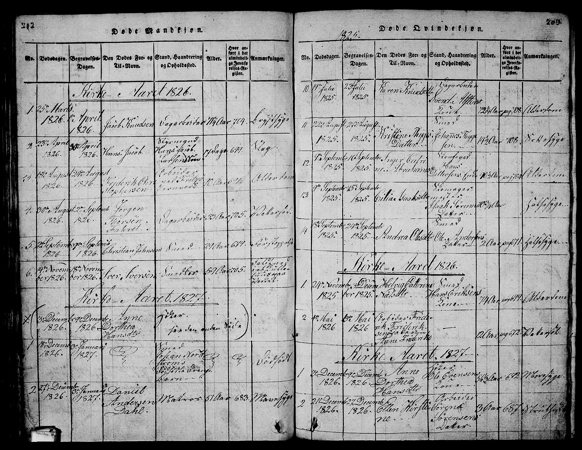 Larvik kirkebøker, SAKO/A-352/G/Gb/L0001: Parish register (copy) no. II 1, 1818-1843, p. 202-203