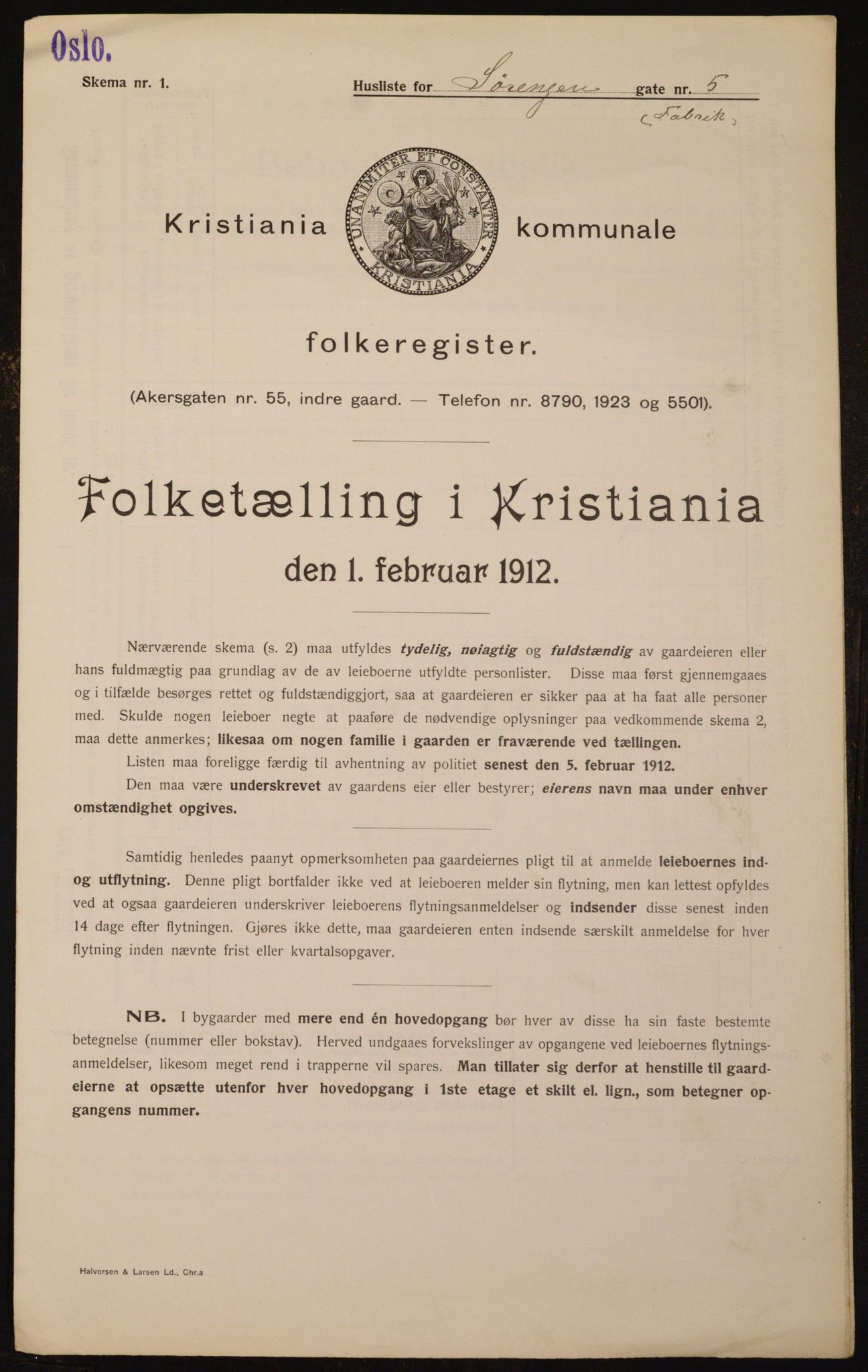 OBA, Municipal Census 1912 for Kristiania, 1912, p. 106461