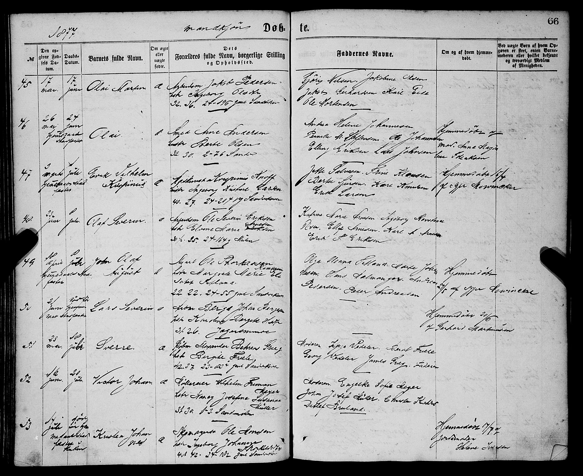 Sandviken Sokneprestembete, AV/SAB-A-77601/H/Ha/L0001: Parish register (official) no. A 1, 1867-1877, p. 66