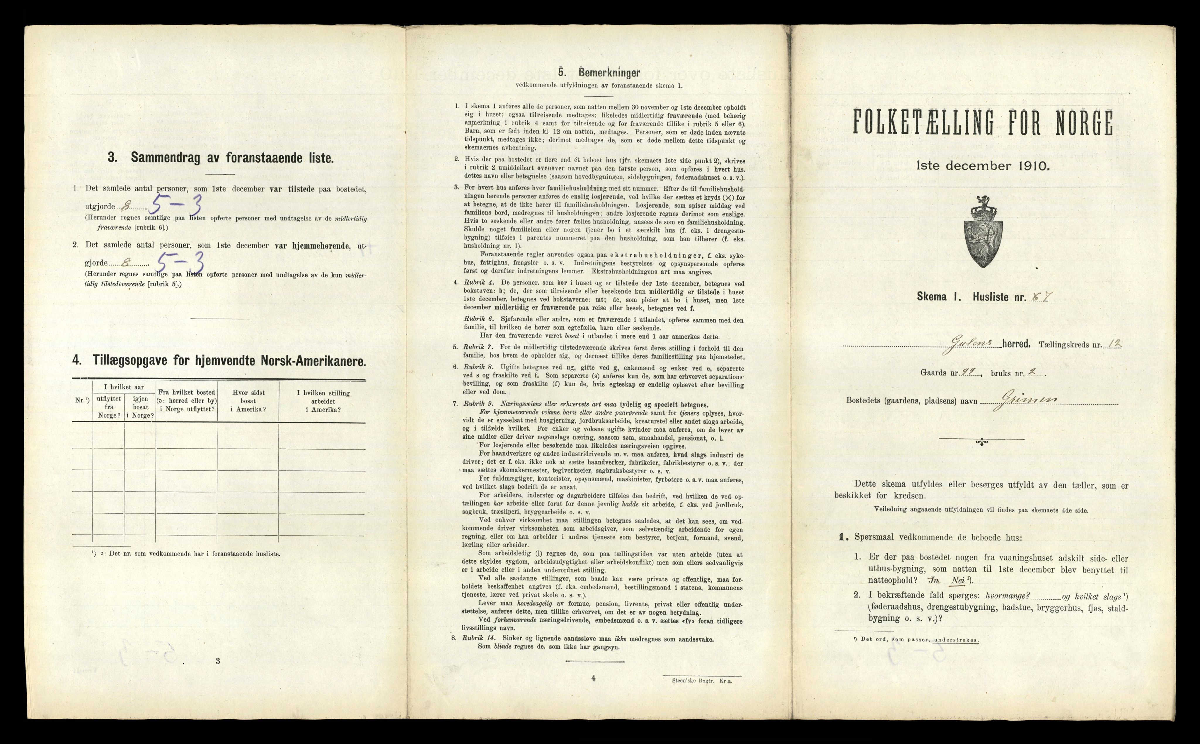 RA, 1910 census for Gulen, 1910, p. 1040