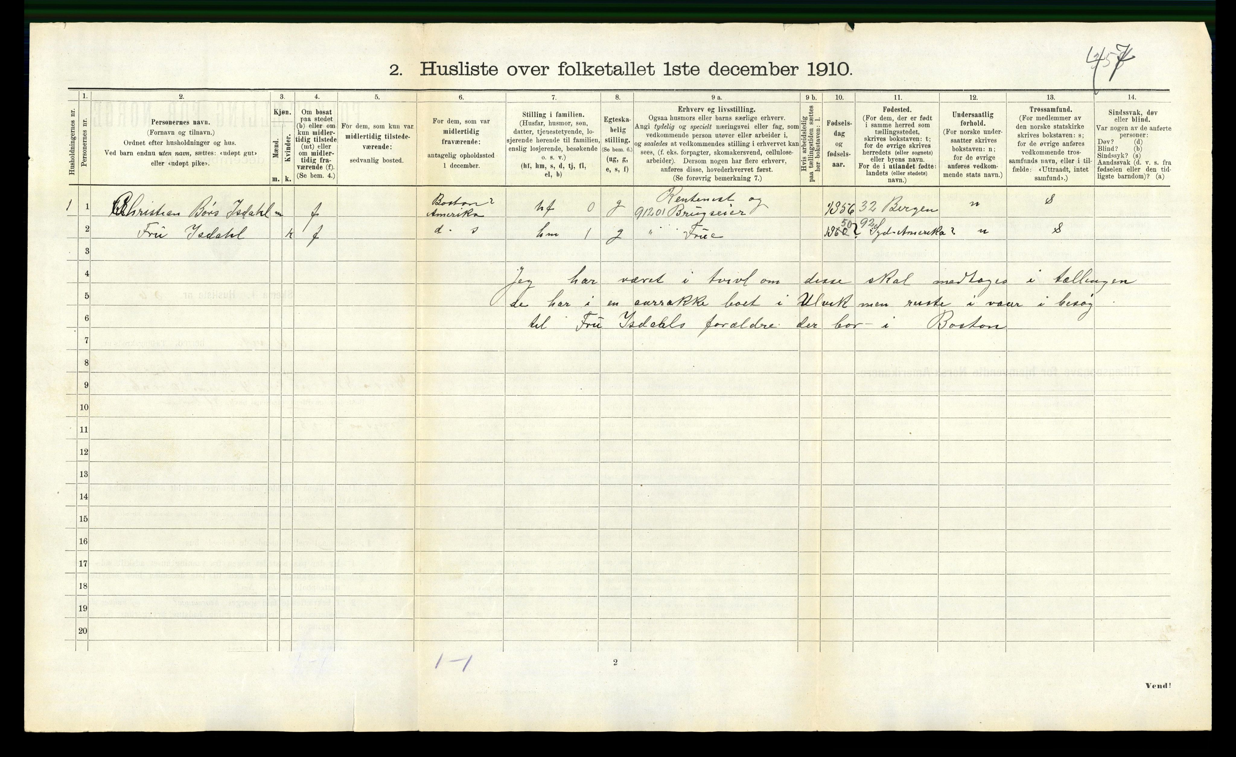 RA, 1910 census for Ulvik, 1910, p. 263