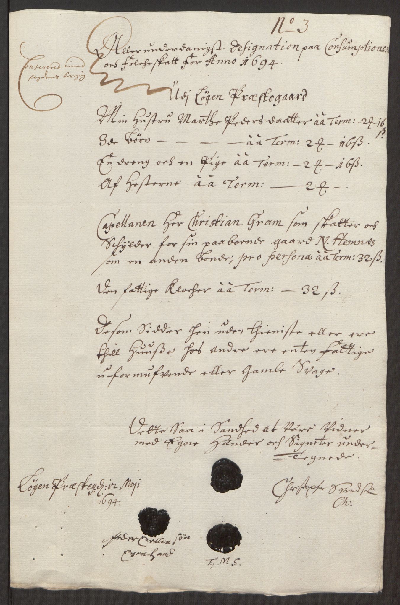 Rentekammeret inntil 1814, Reviderte regnskaper, Fogderegnskap, AV/RA-EA-4092/R11/L0579: Fogderegnskap Nedre Romerike, 1694-1695, p. 204