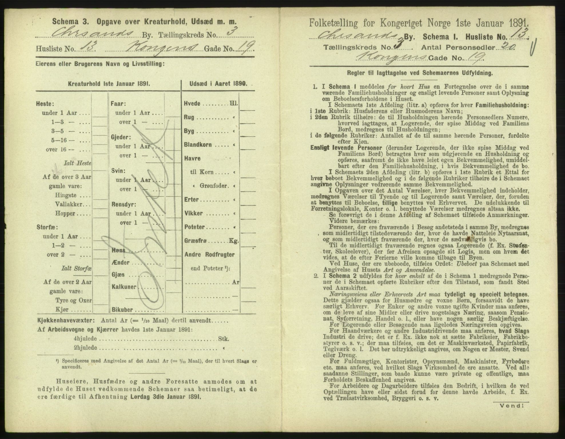 RA, 1891 census for 1001 Kristiansand, 1891, p. 318