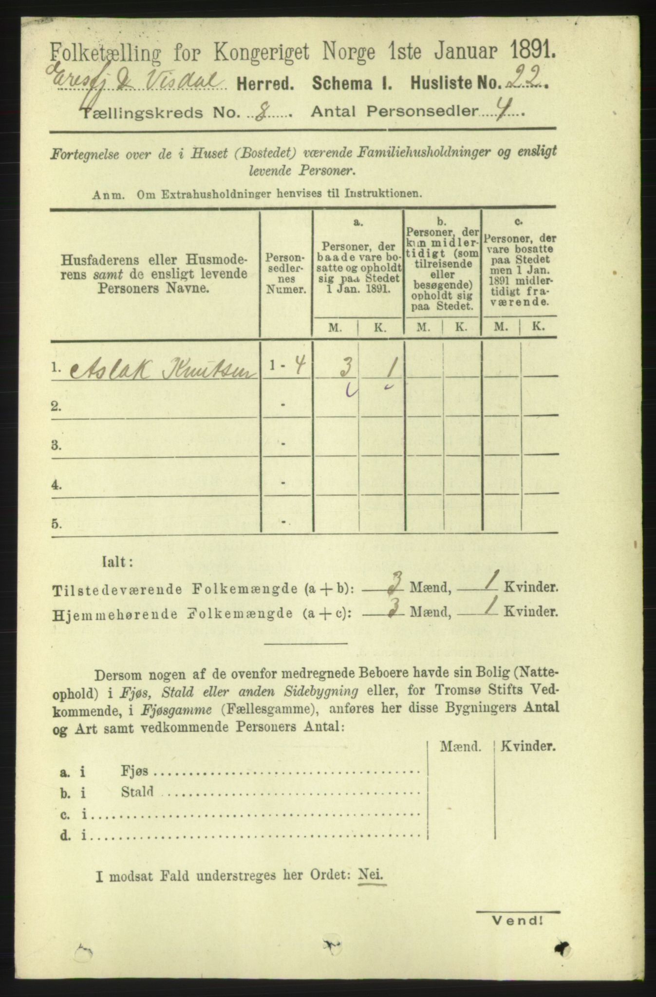 RA, 1891 census for 1542 Eresfjord og Vistdal, 1891, p. 2323