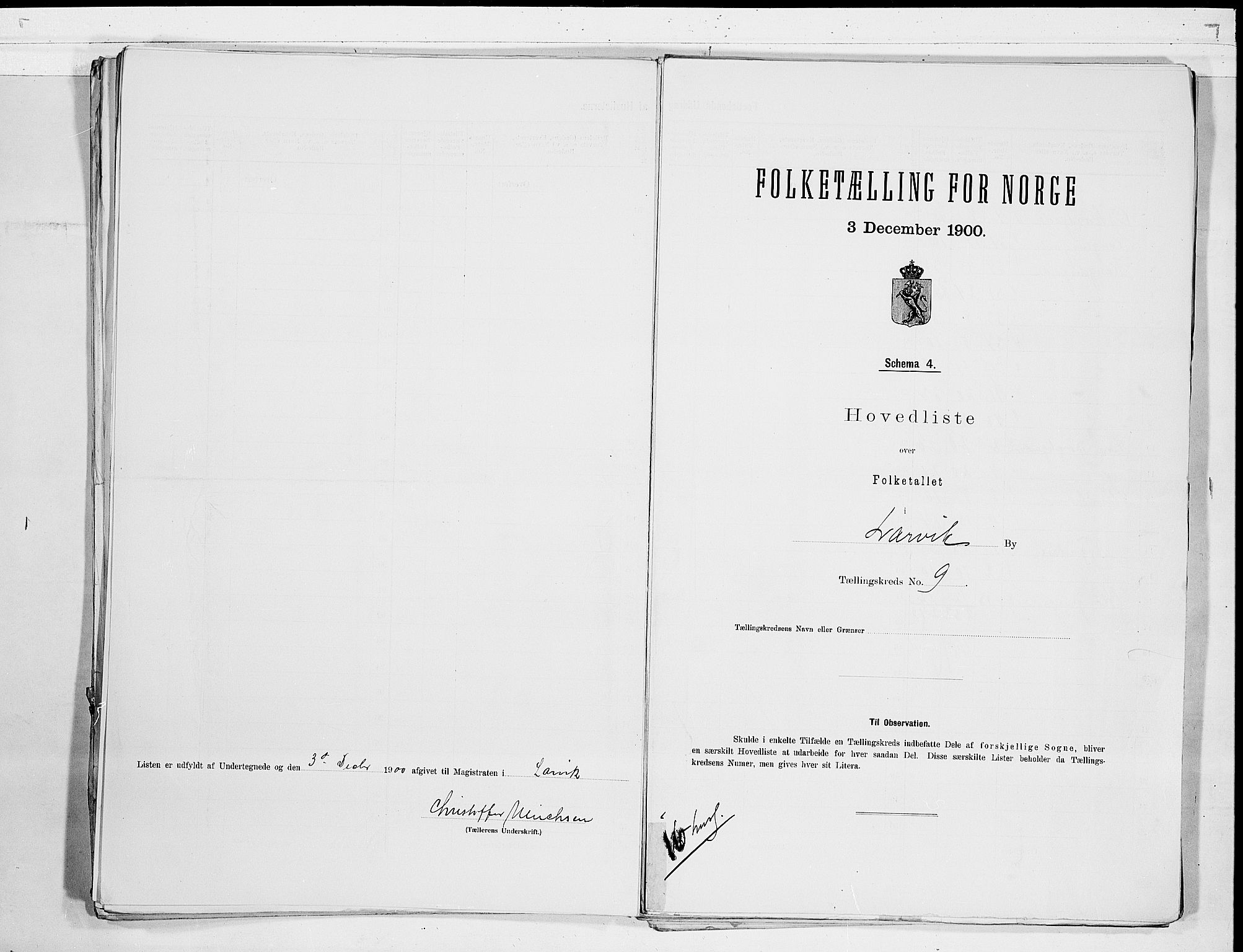 RA, 1900 census for Larvik, 1900, p. 20