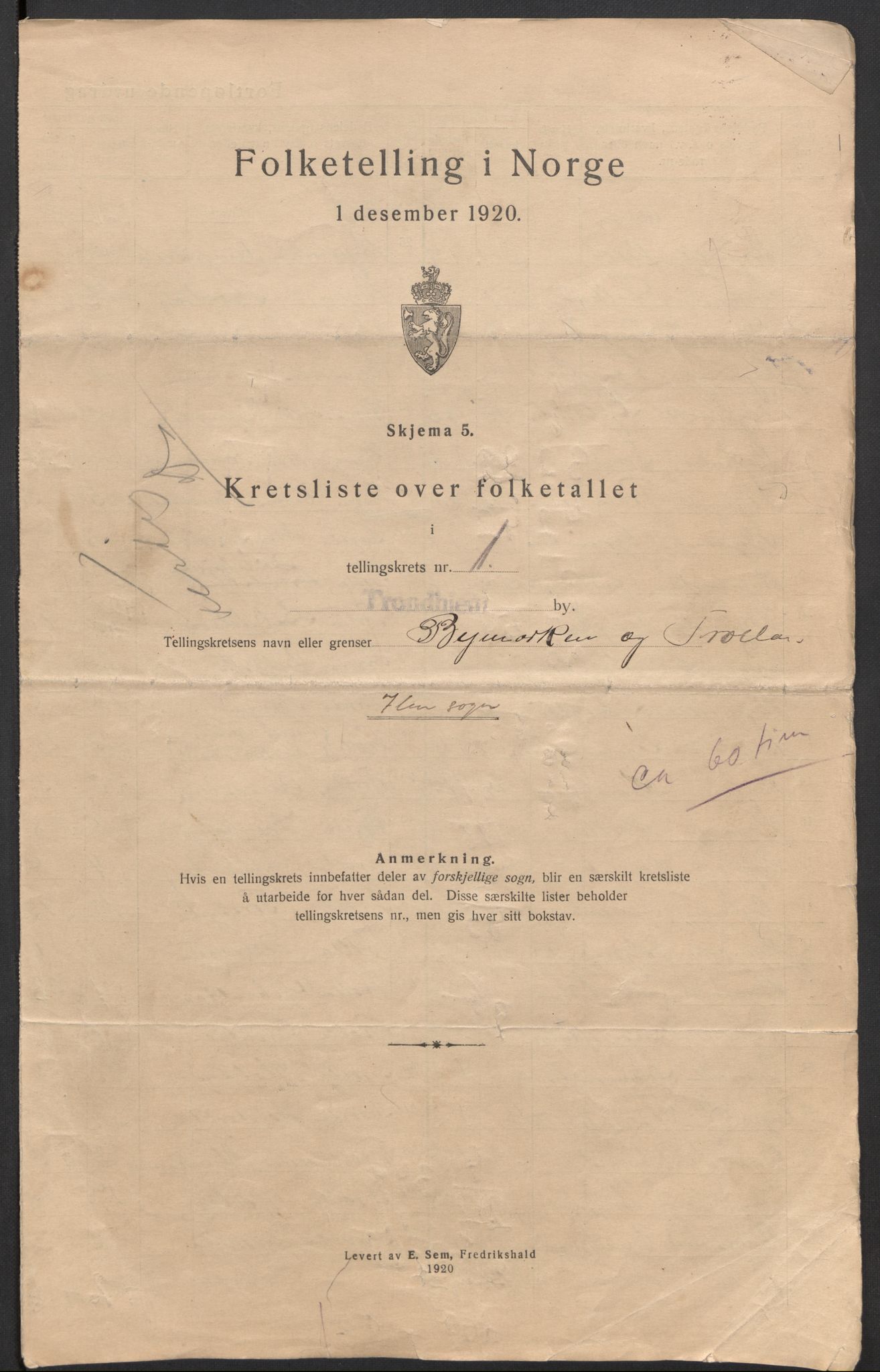 SAT, 1920 census for Trondheim, 1920, p. 8