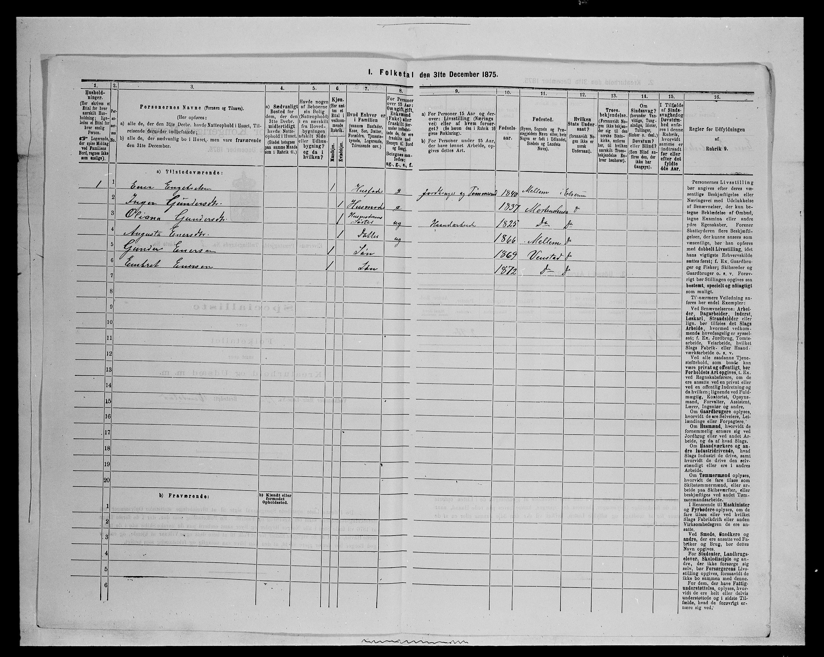 SAH, 1875 census for 0427P Elverum, 1875, p. 499