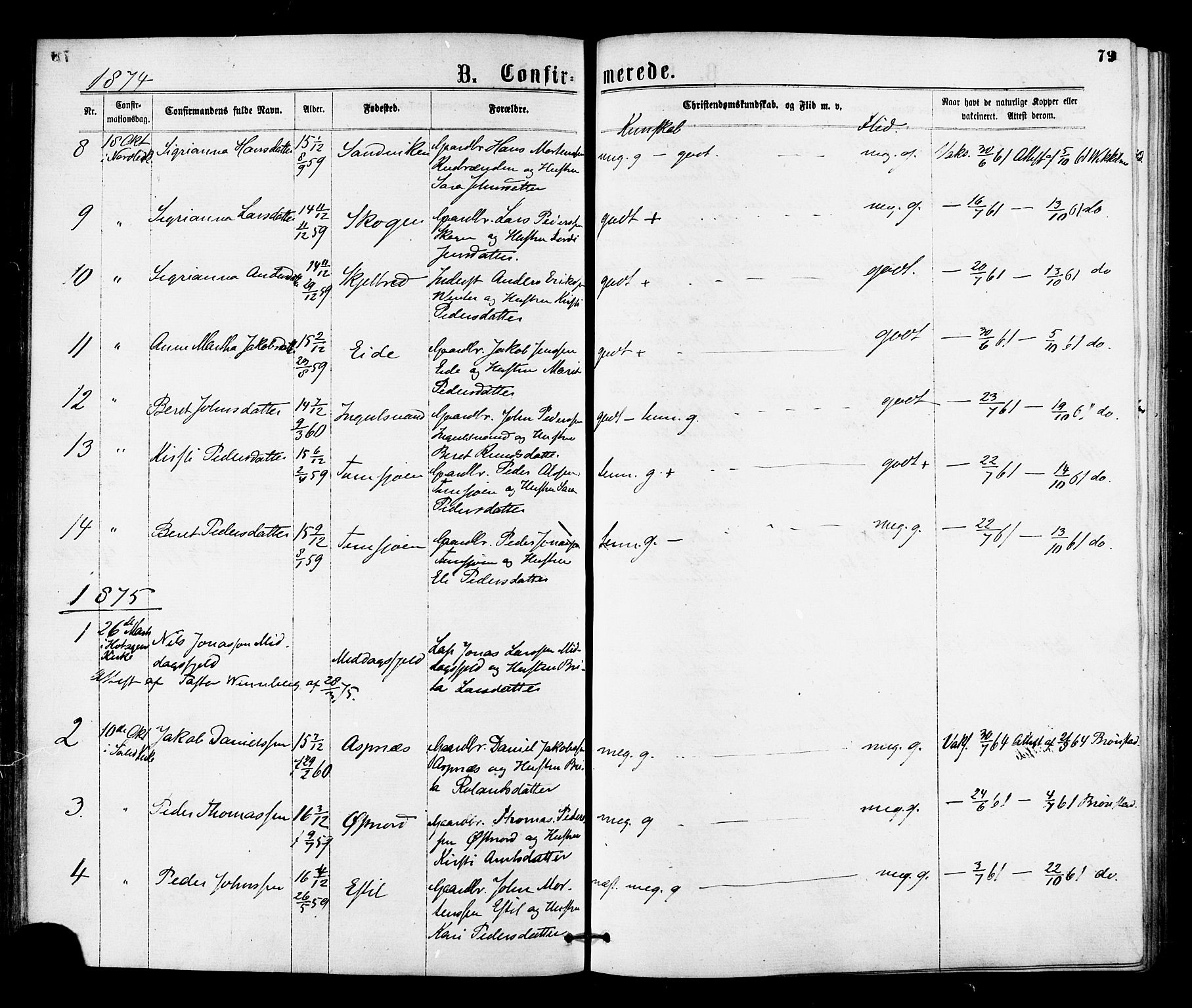 Ministerialprotokoller, klokkerbøker og fødselsregistre - Nord-Trøndelag, SAT/A-1458/755/L0493: Parish register (official) no. 755A02, 1865-1881, p. 79