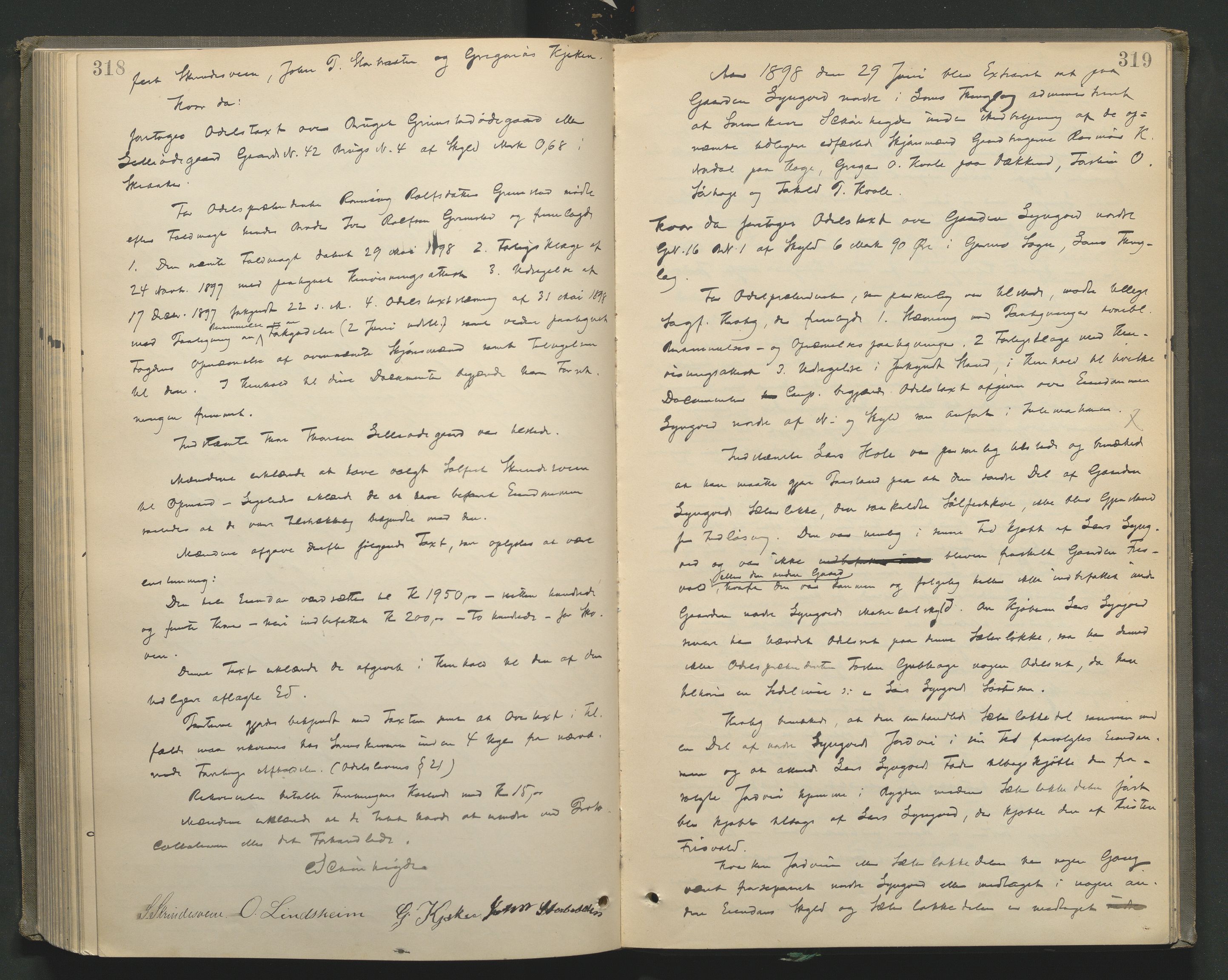 Nord-Gudbrandsdal tingrett, AV/SAH-TING-002/G/Gc/Gcb/L0005: Ekstrarettsprotokoll for åstedssaker, 1889-1900, p. 318-319