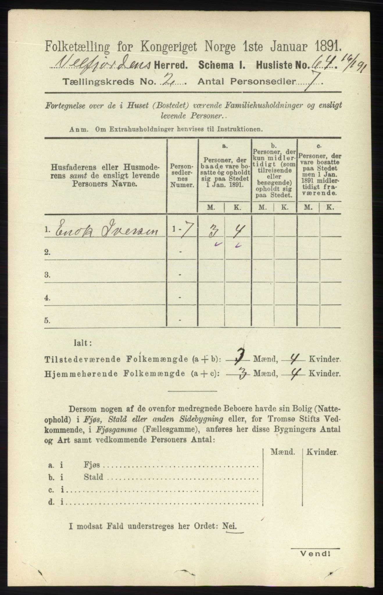 RA, 1891 census for 1813 Velfjord, 1891, p. 542