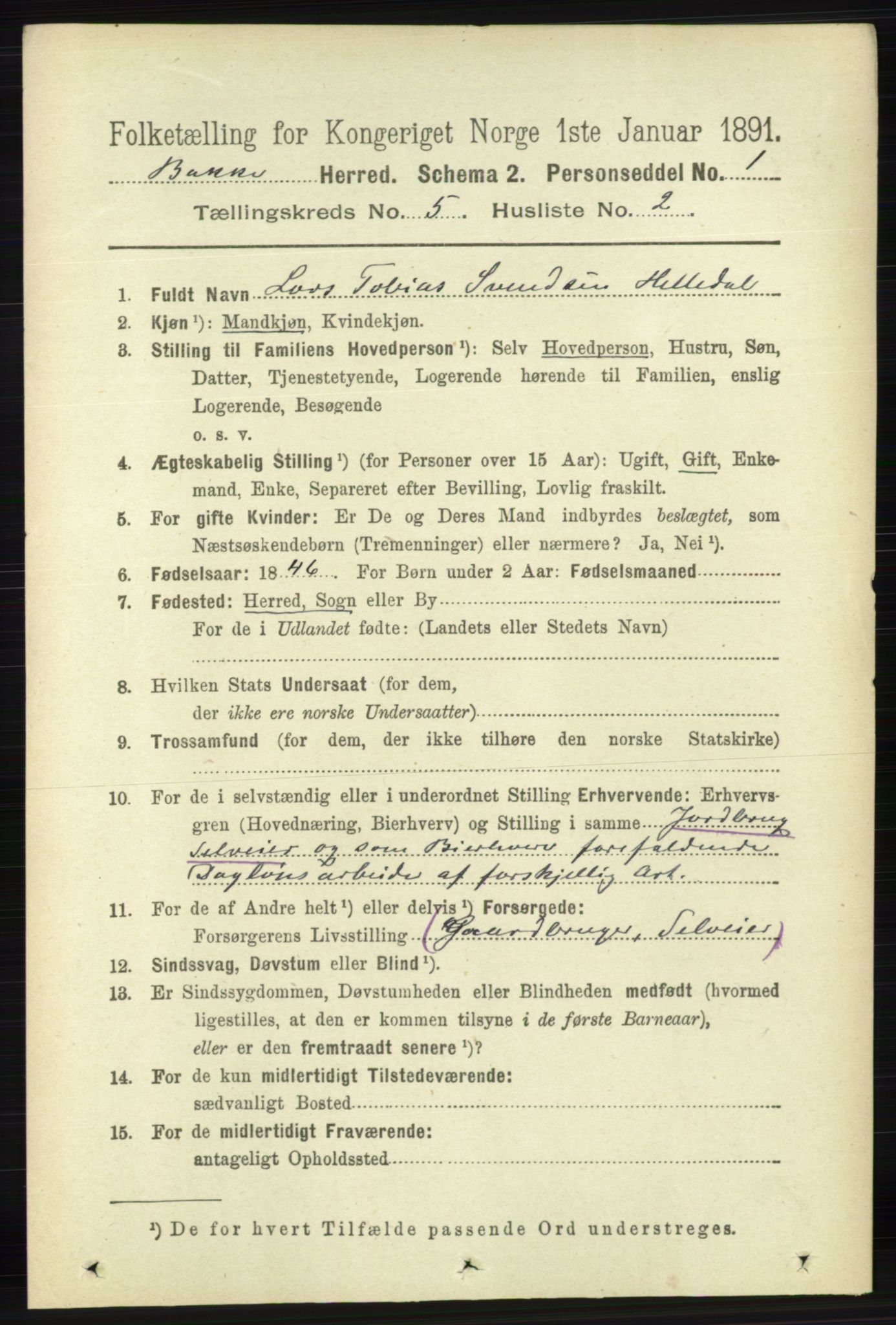 RA, 1891 census for 1045 Bakke, 1891, p. 1083