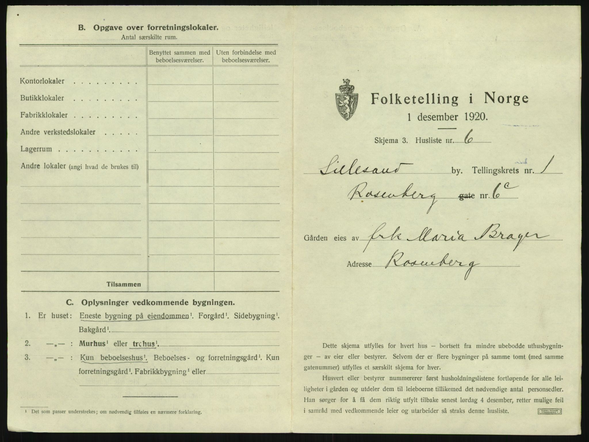 SAK, 1920 census for Lillesand, 1920, p. 31