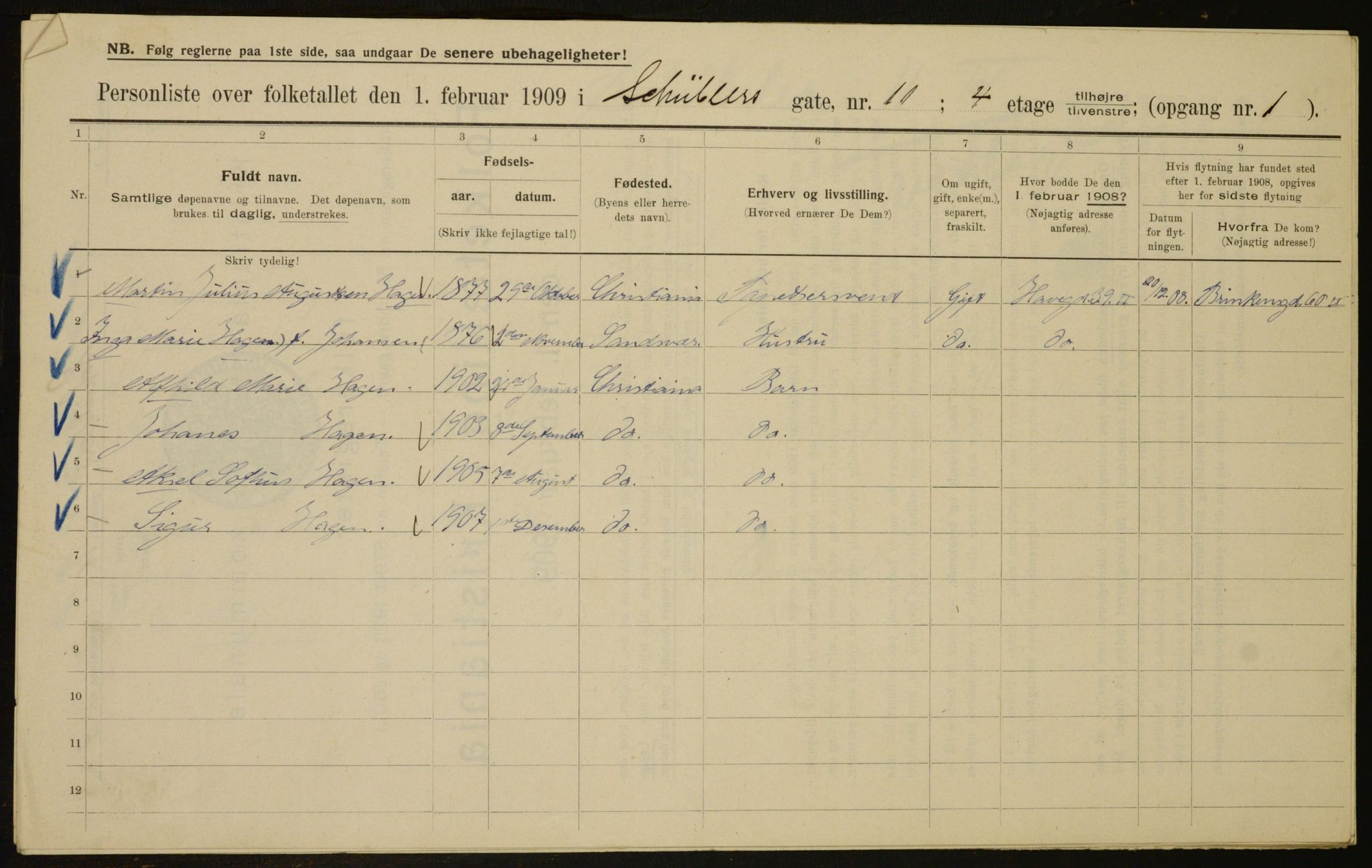 OBA, Municipal Census 1909 for Kristiania, 1909, p. 84359