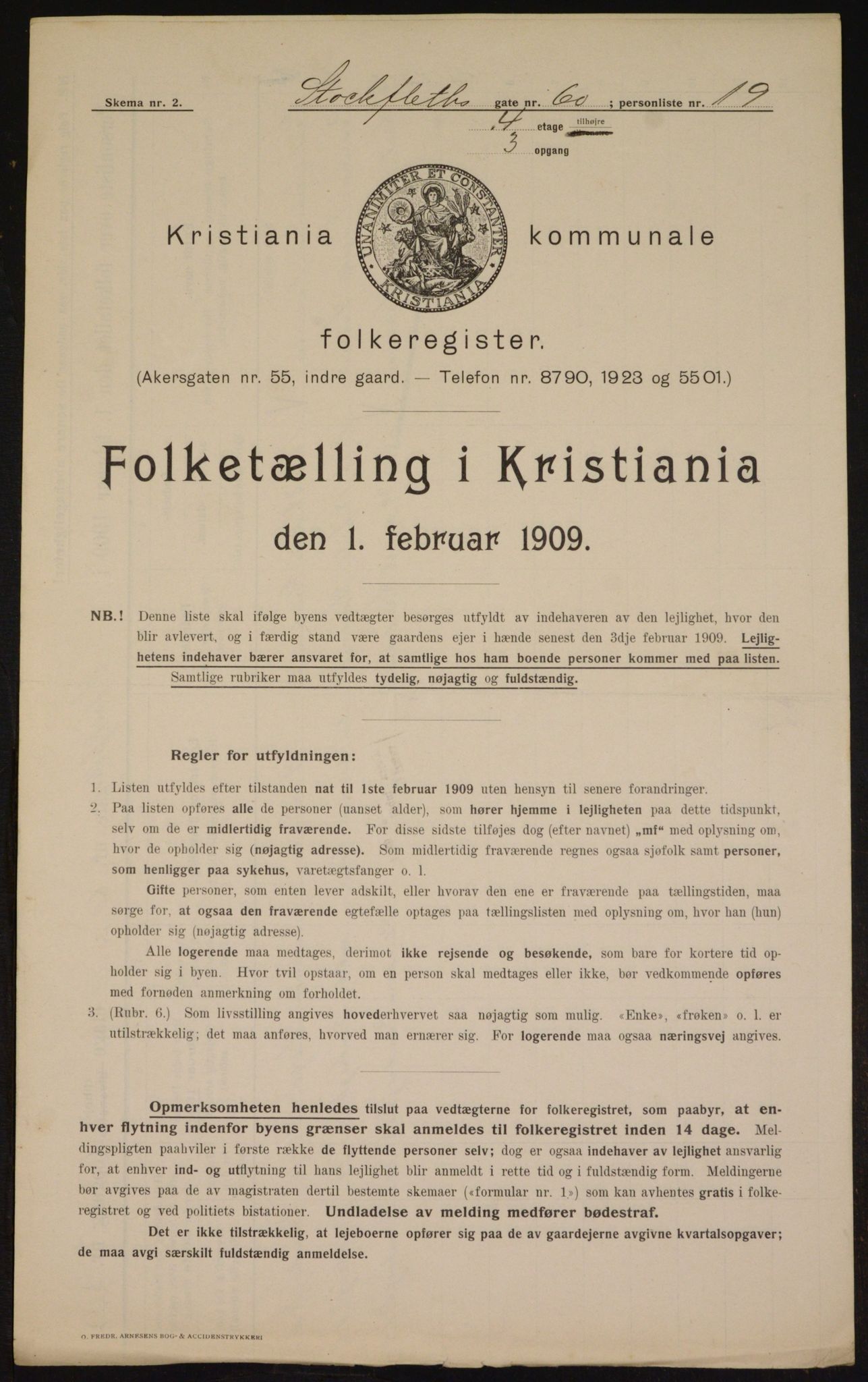 OBA, Municipal Census 1909 for Kristiania, 1909, p. 92586